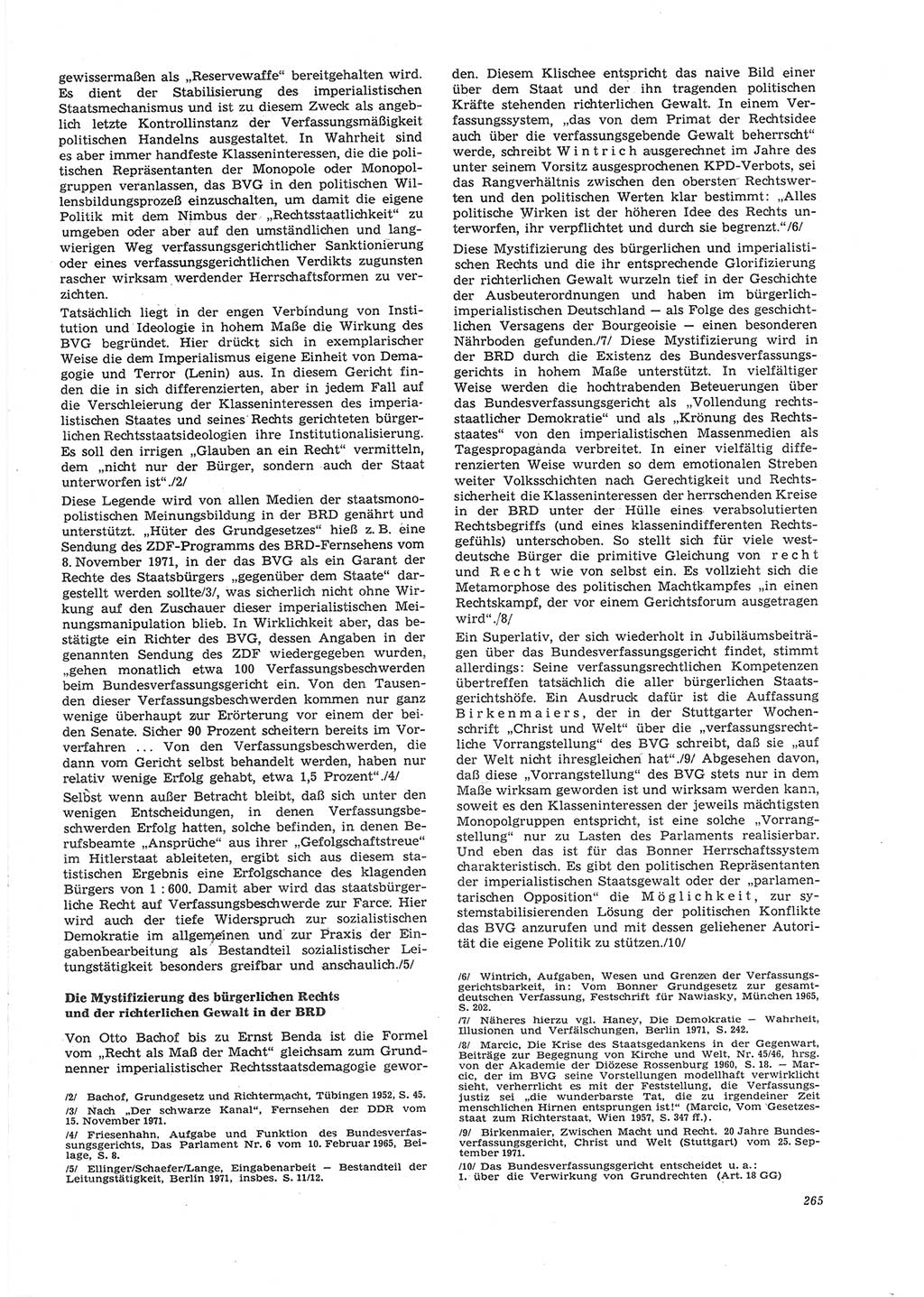 Neue Justiz (NJ), Zeitschrift für Recht und Rechtswissenschaft [Deutsche Demokratische Republik (DDR)], 26. Jahrgang 1972, Seite 265 (NJ DDR 1972, S. 265)