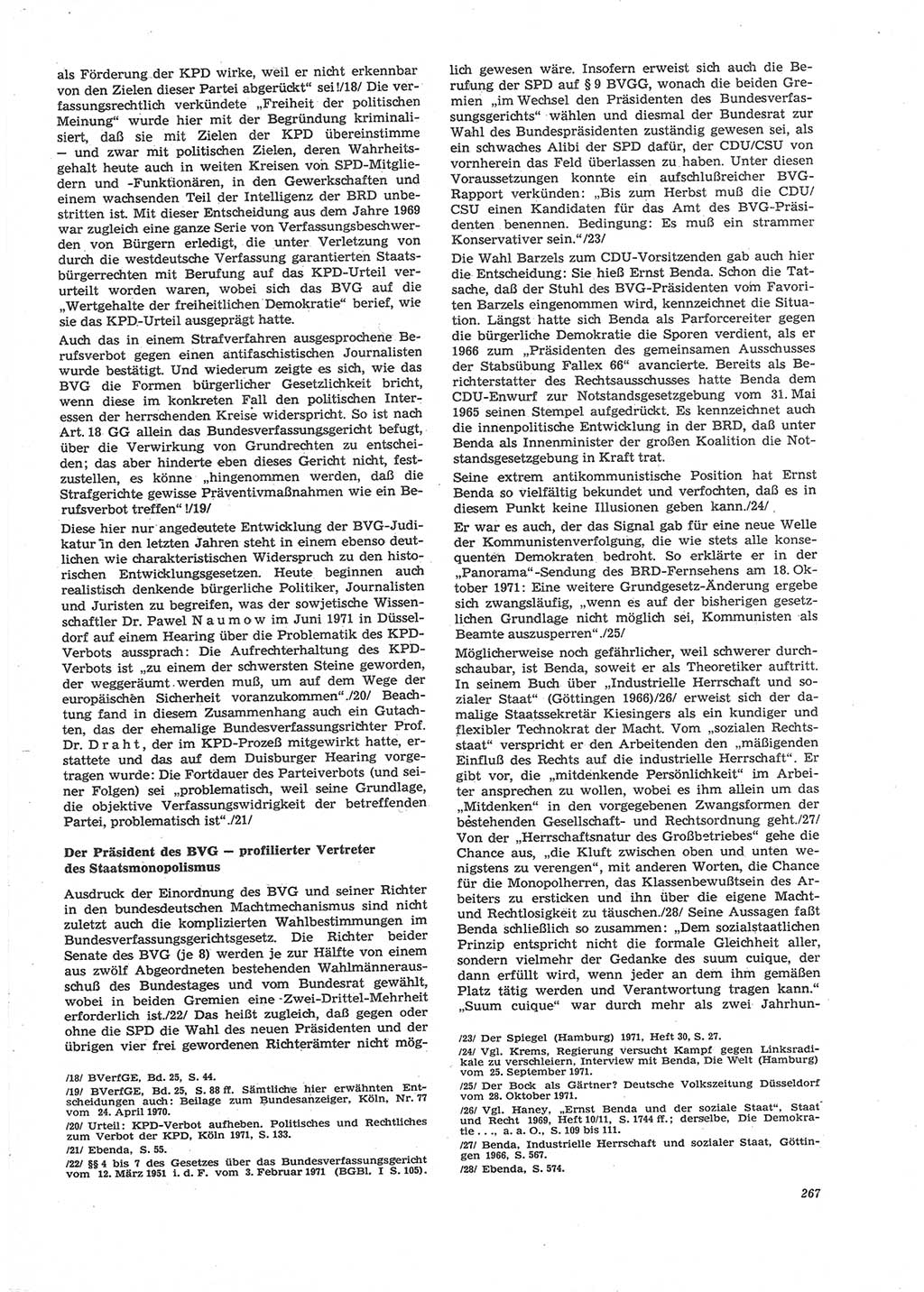 Neue Justiz (NJ), Zeitschrift für Recht und Rechtswissenschaft [Deutsche Demokratische Republik (DDR)], 26. Jahrgang 1972, Seite 267 (NJ DDR 1972, S. 267)