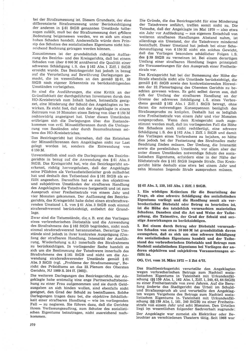 Neue Justiz (NJ), Zeitschrift für Recht und Rechtswissenschaft [Deutsche Demokratische Republik (DDR)], 26. Jahrgang 1972, Seite 270 (NJ DDR 1972, S. 270)