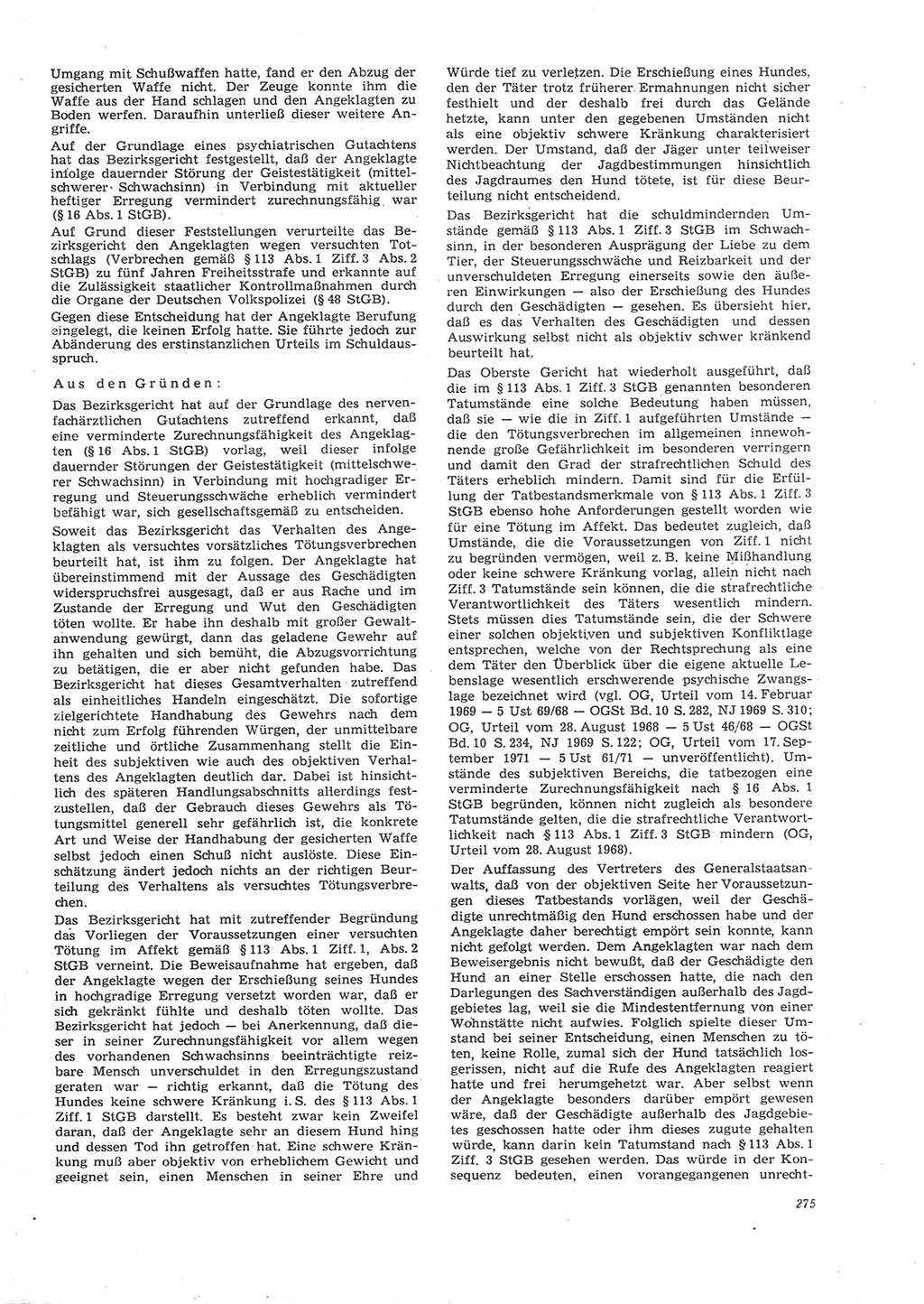 Neue Justiz (NJ), Zeitschrift für Recht und Rechtswissenschaft [Deutsche Demokratische Republik (DDR)], 26. Jahrgang 1972, Seite 275 (NJ DDR 1972, S. 275)