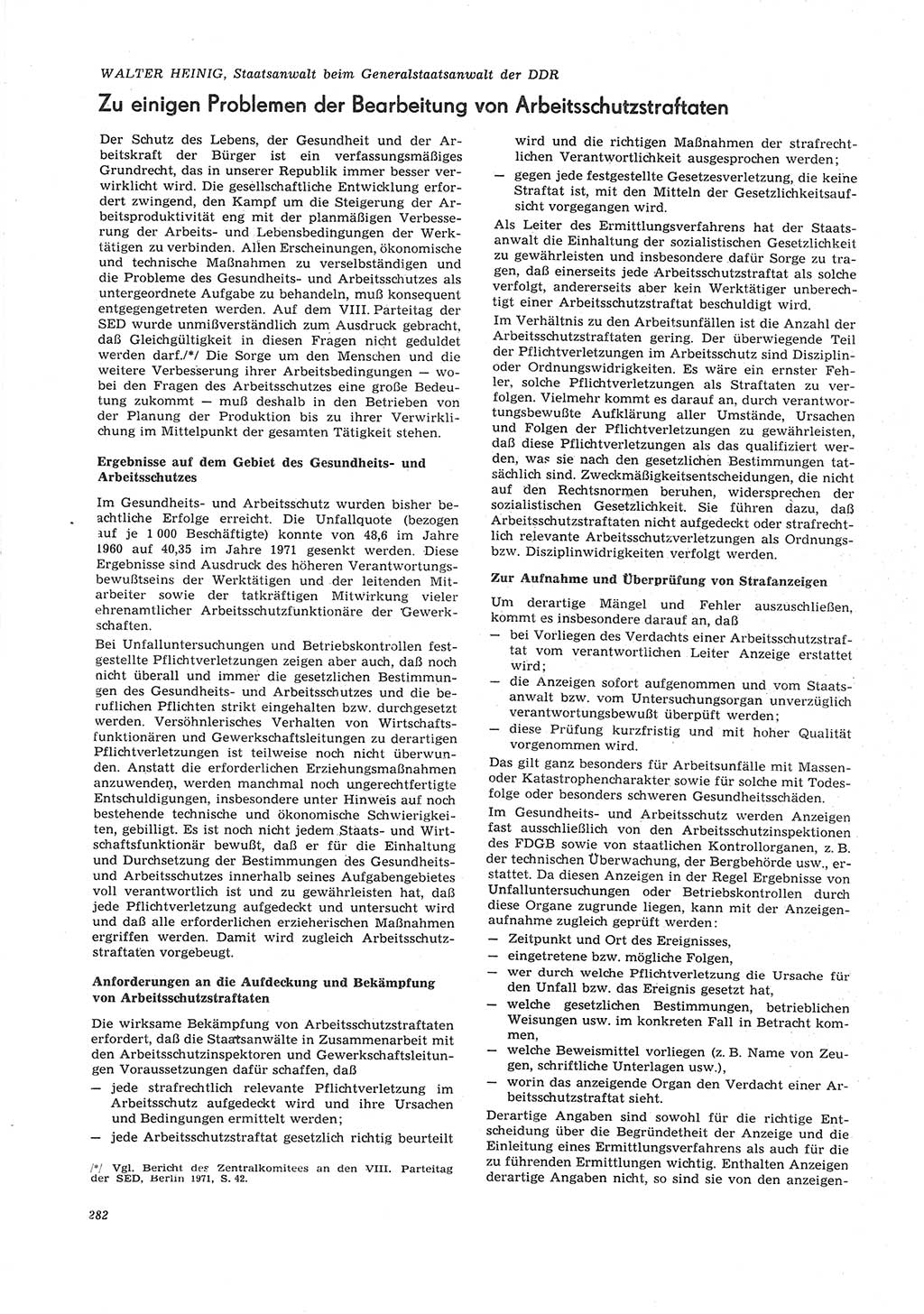 Neue Justiz (NJ), Zeitschrift für Recht und Rechtswissenschaft [Deutsche Demokratische Republik (DDR)], 26. Jahrgang 1972, Seite 282 (NJ DDR 1972, S. 282)