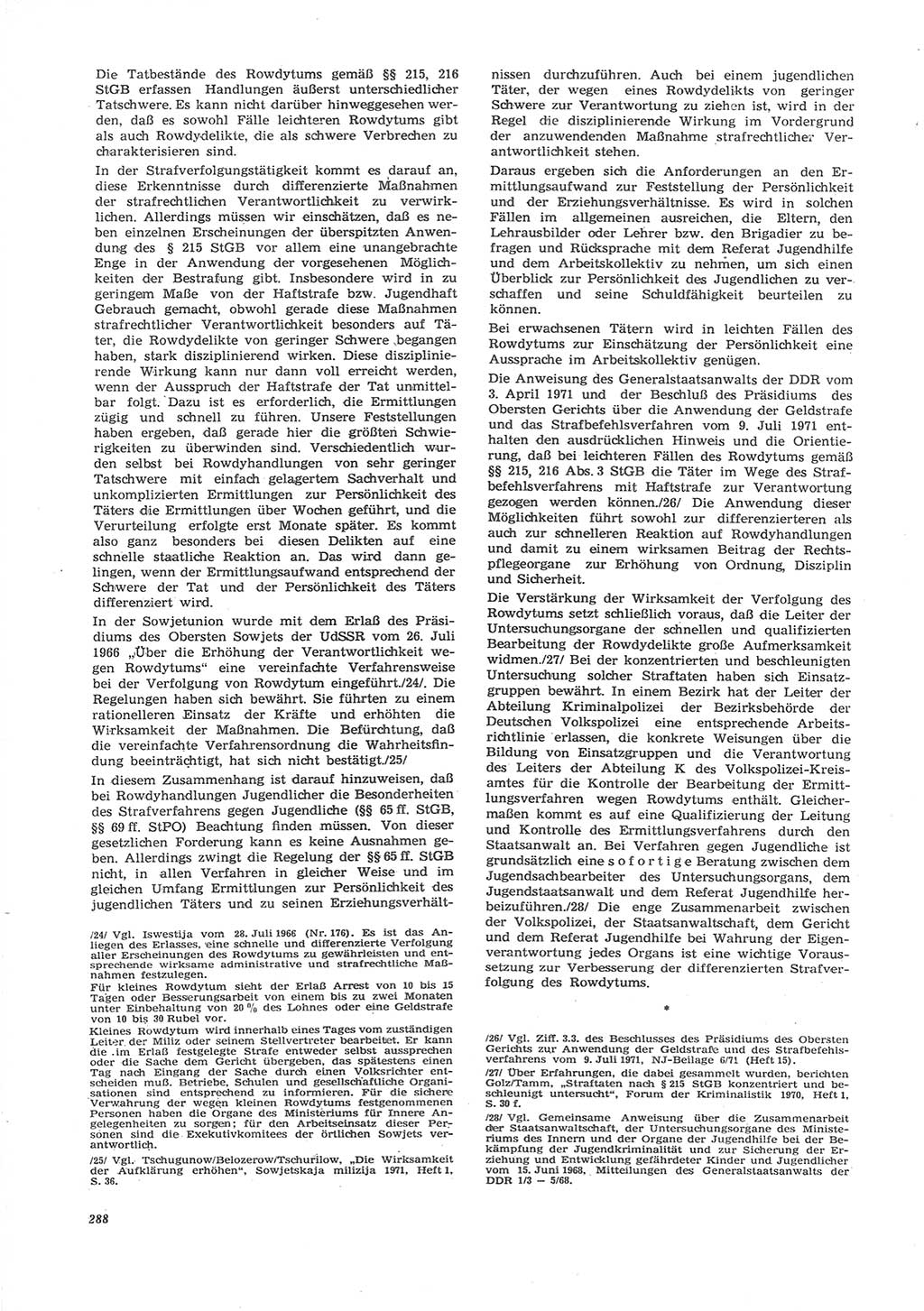 Neue Justiz (NJ), Zeitschrift für Recht und Rechtswissenschaft [Deutsche Demokratische Republik (DDR)], 26. Jahrgang 1972, Seite 288 (NJ DDR 1972, S. 288)