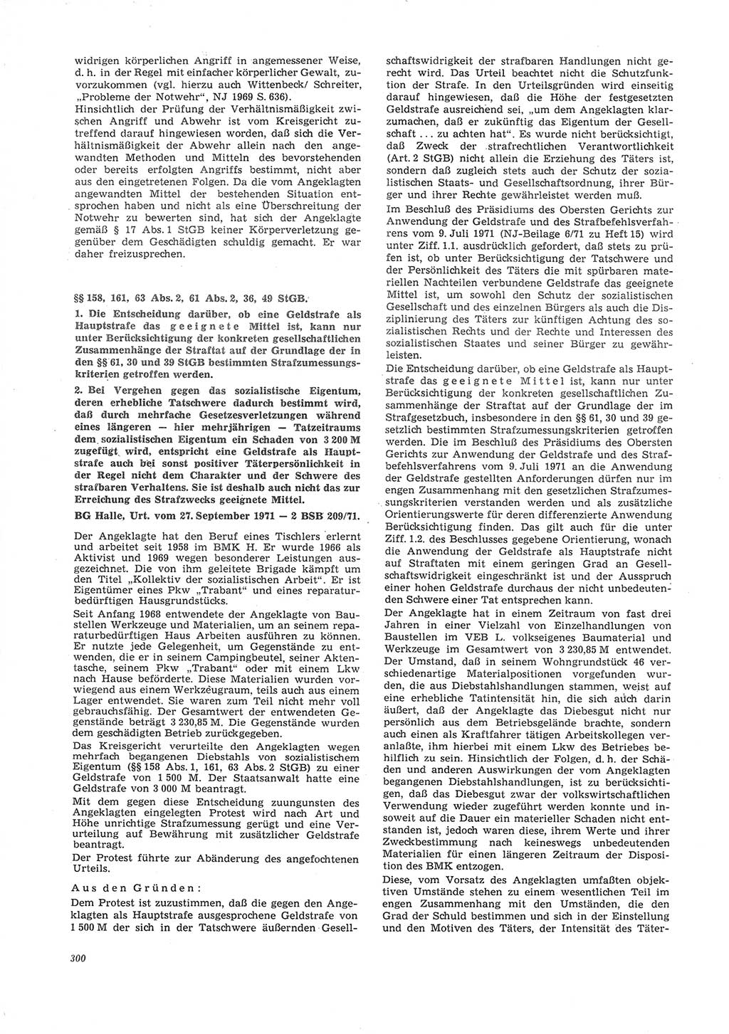 Neue Justiz (NJ), Zeitschrift für Recht und Rechtswissenschaft [Deutsche Demokratische Republik (DDR)], 26. Jahrgang 1972, Seite 300 (NJ DDR 1972, S. 300)