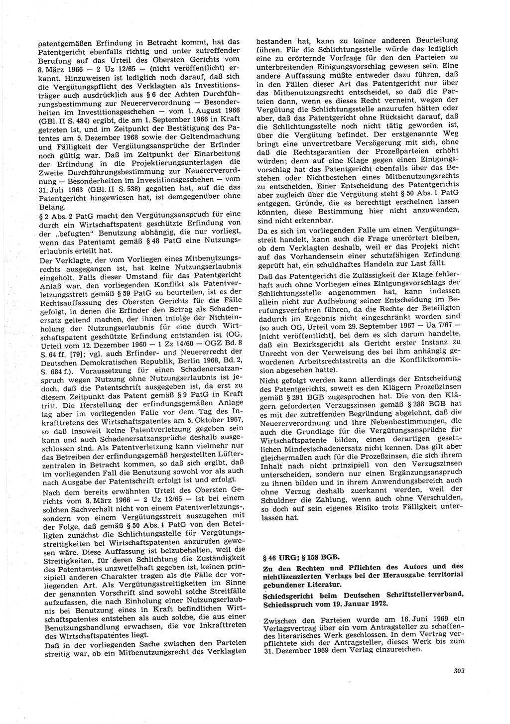 Neue Justiz (NJ), Zeitschrift für Recht und Rechtswissenschaft [Deutsche Demokratische Republik (DDR)], 26. Jahrgang 1972, Seite 303 (NJ DDR 1972, S. 303)