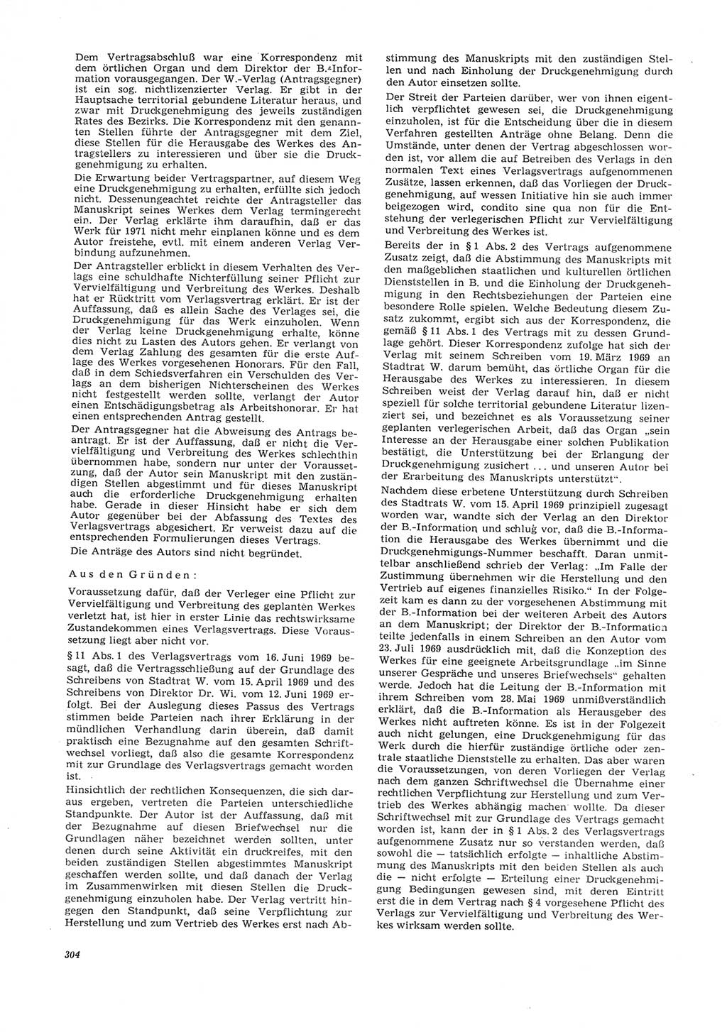 Neue Justiz (NJ), Zeitschrift für Recht und Rechtswissenschaft [Deutsche Demokratische Republik (DDR)], 26. Jahrgang 1972, Seite 304 (NJ DDR 1972, S. 304)