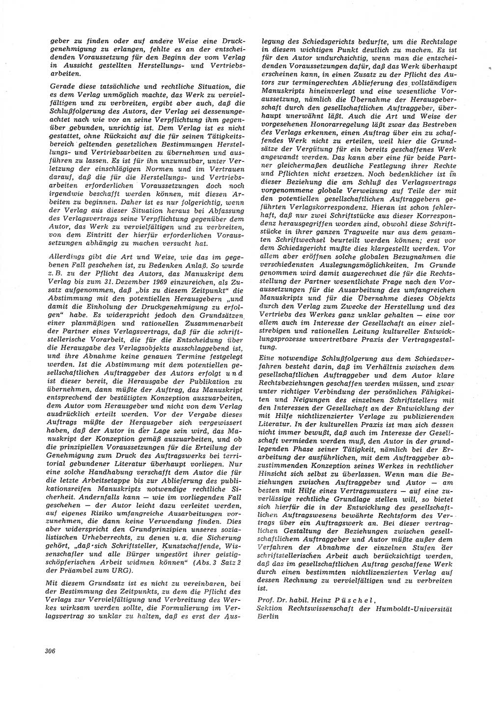 Neue Justiz (NJ), Zeitschrift für Recht und Rechtswissenschaft [Deutsche Demokratische Republik (DDR)], 26. Jahrgang 1972, Seite 306 (NJ DDR 1972, S. 306)