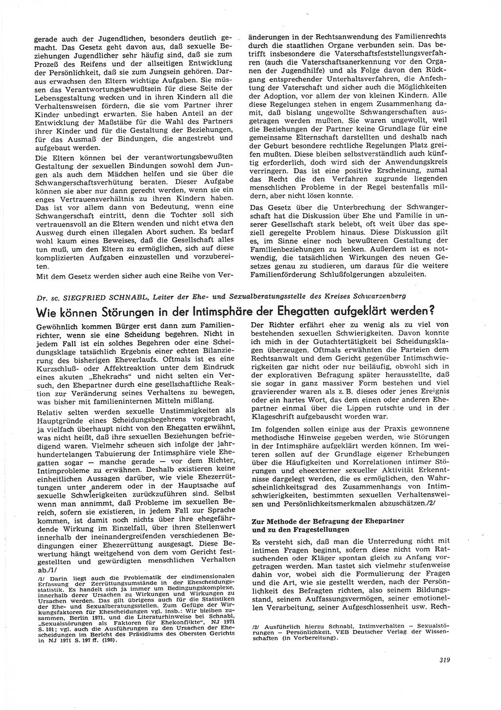 Neue Justiz (NJ), Zeitschrift für Recht und Rechtswissenschaft [Deutsche Demokratische Republik (DDR)], 26. Jahrgang 1972, Seite 319 (NJ DDR 1972, S. 319)