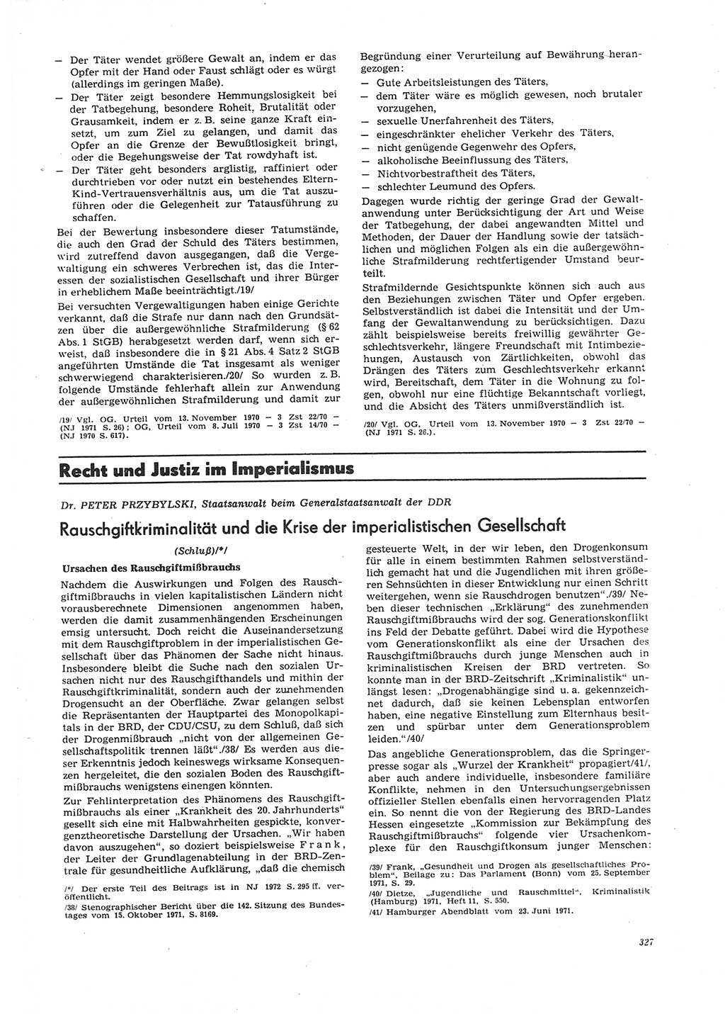Neue Justiz (NJ), Zeitschrift für Recht und Rechtswissenschaft [Deutsche Demokratische Republik (DDR)], 26. Jahrgang 1972, Seite 327 (NJ DDR 1972, S. 327)