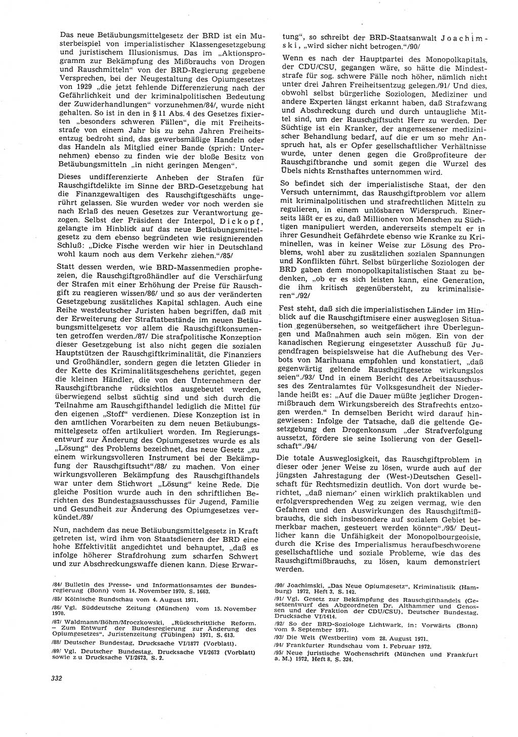 Neue Justiz (NJ), Zeitschrift für Recht und Rechtswissenschaft [Deutsche Demokratische Republik (DDR)], 26. Jahrgang 1972, Seite 332 (NJ DDR 1972, S. 332)