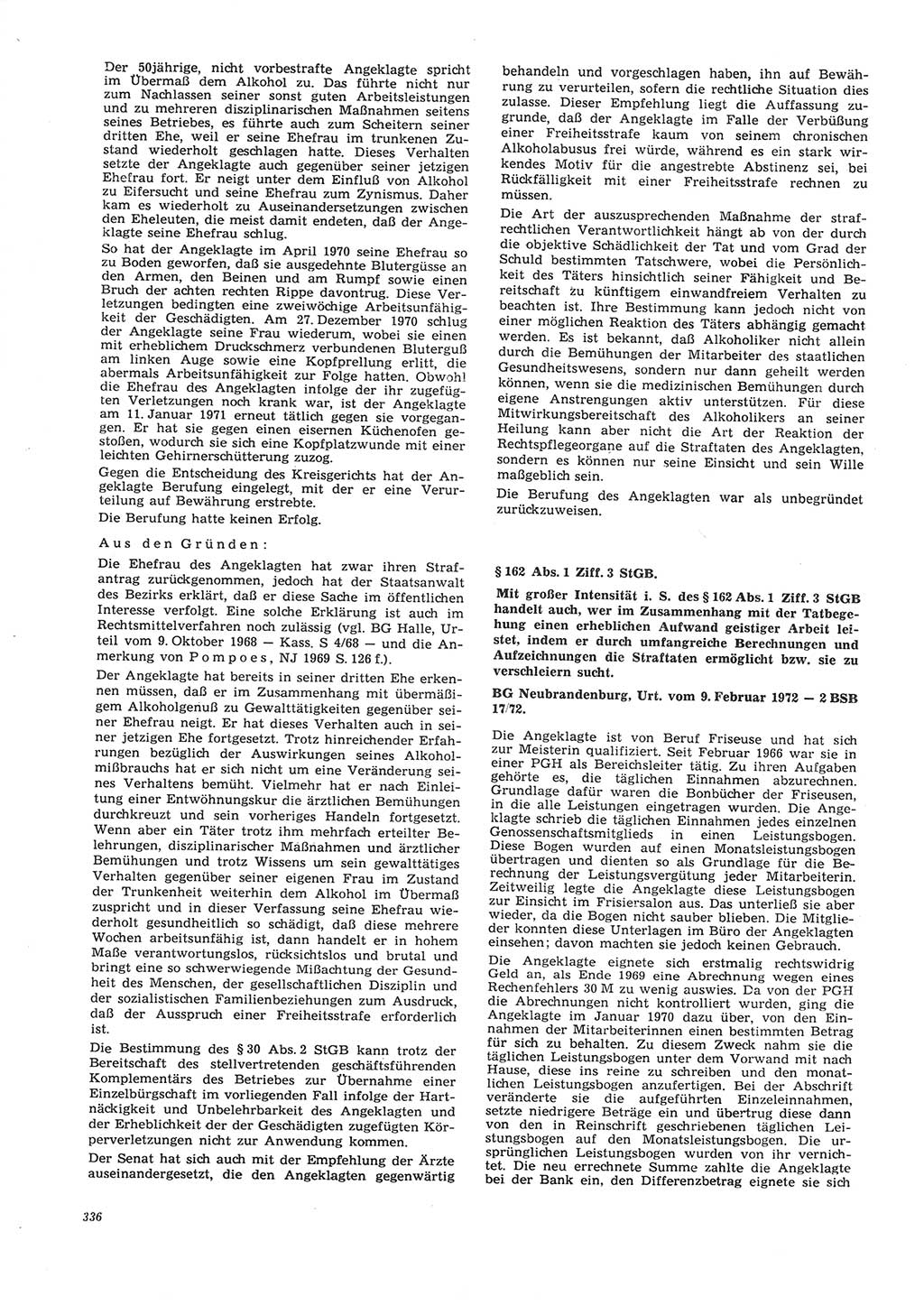 Neue Justiz (NJ), Zeitschrift für Recht und Rechtswissenschaft [Deutsche Demokratische Republik (DDR)], 26. Jahrgang 1972, Seite 336 (NJ DDR 1972, S. 336)