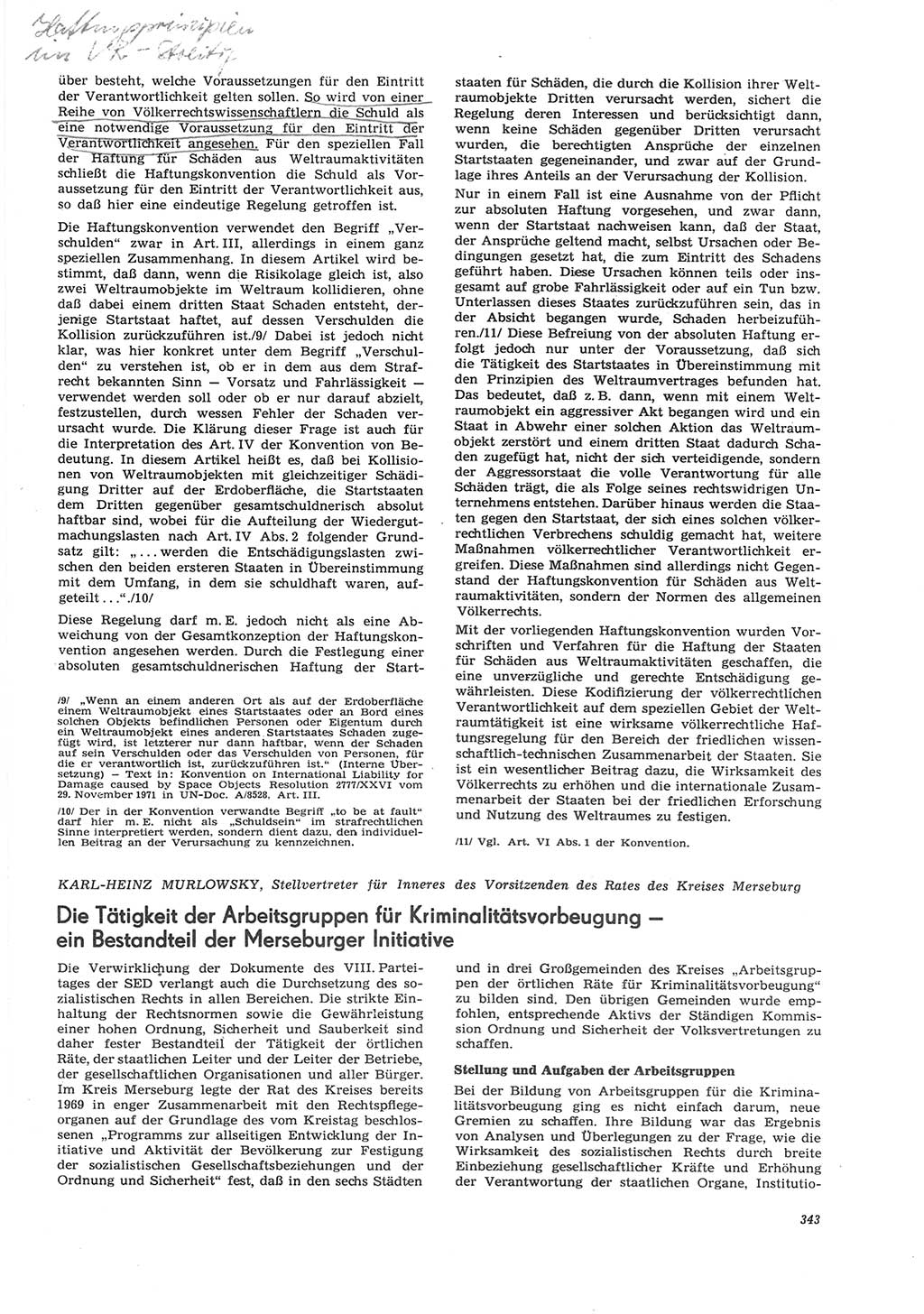 Neue Justiz (NJ), Zeitschrift für Recht und Rechtswissenschaft [Deutsche Demokratische Republik (DDR)], 26. Jahrgang 1972, Seite 343 (NJ DDR 1972, S. 343)