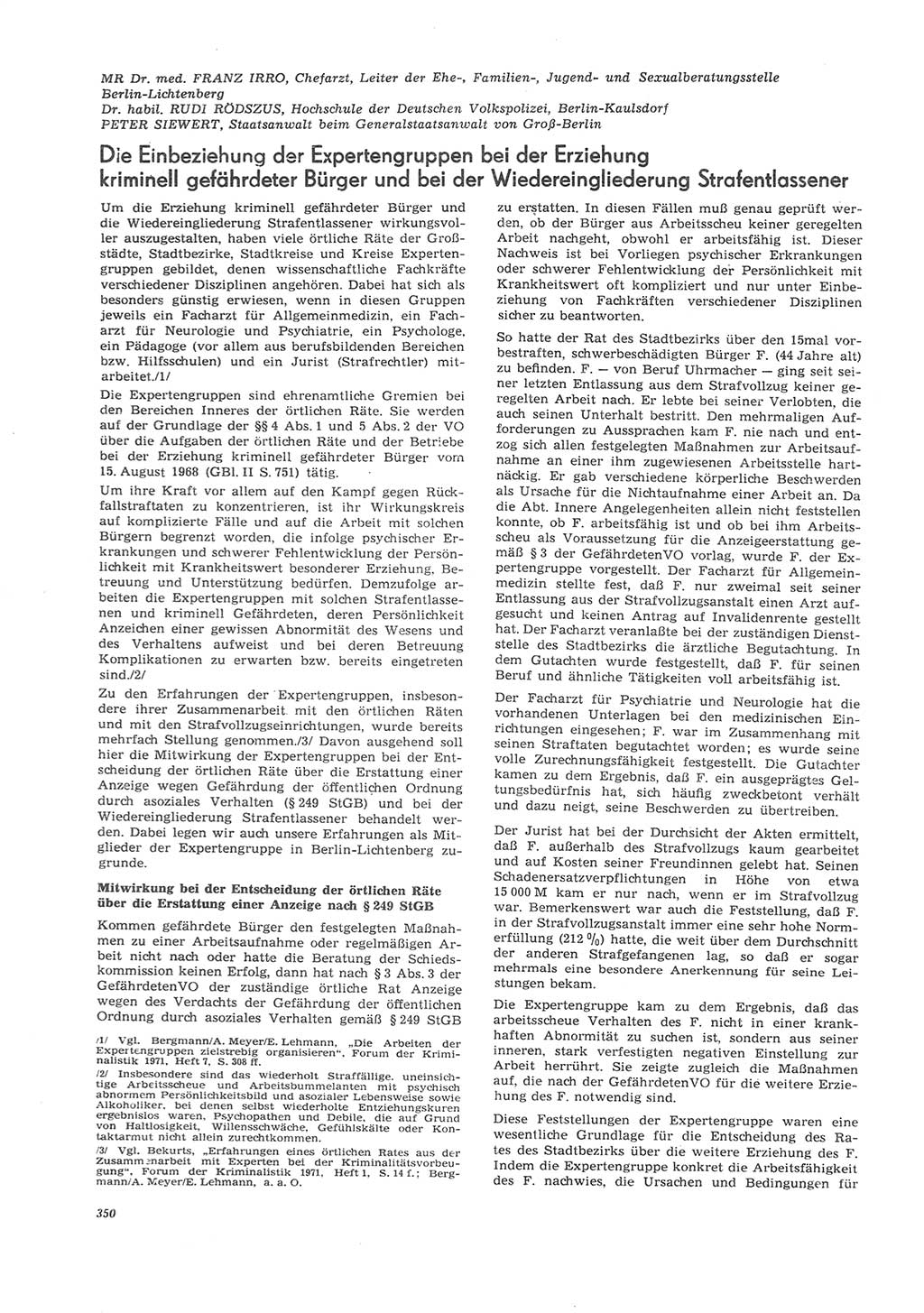 Neue Justiz (NJ), Zeitschrift für Recht und Rechtswissenschaft [Deutsche Demokratische Republik (DDR)], 26. Jahrgang 1972, Seite 350 (NJ DDR 1972, S. 350)