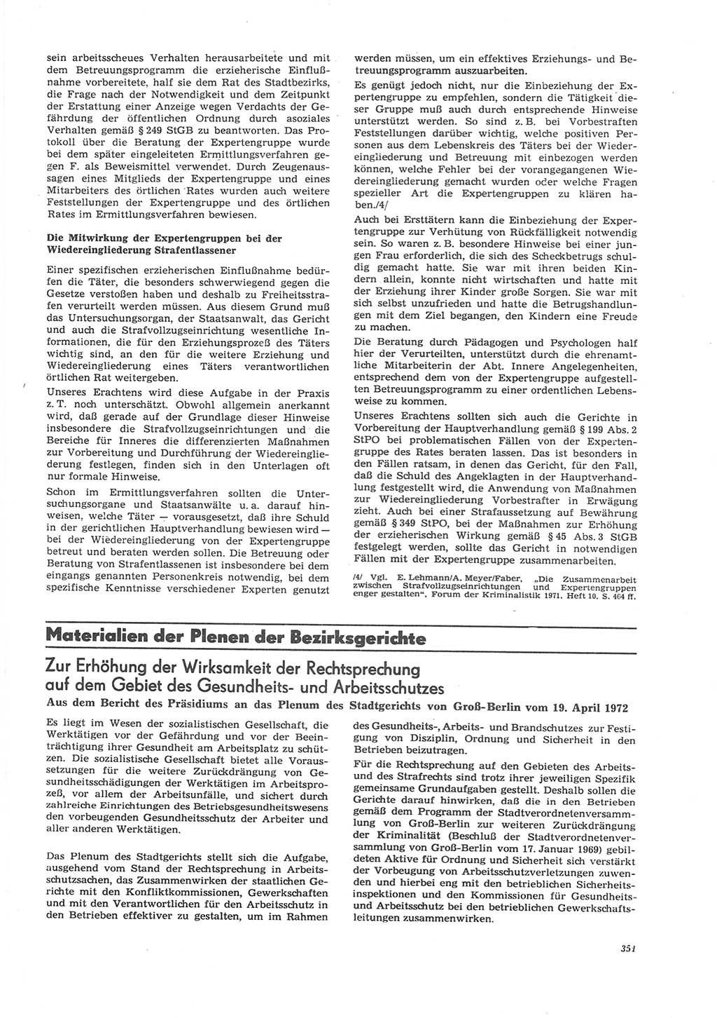 Neue Justiz (NJ), Zeitschrift für Recht und Rechtswissenschaft [Deutsche Demokratische Republik (DDR)], 26. Jahrgang 1972, Seite 351 (NJ DDR 1972, S. 351)