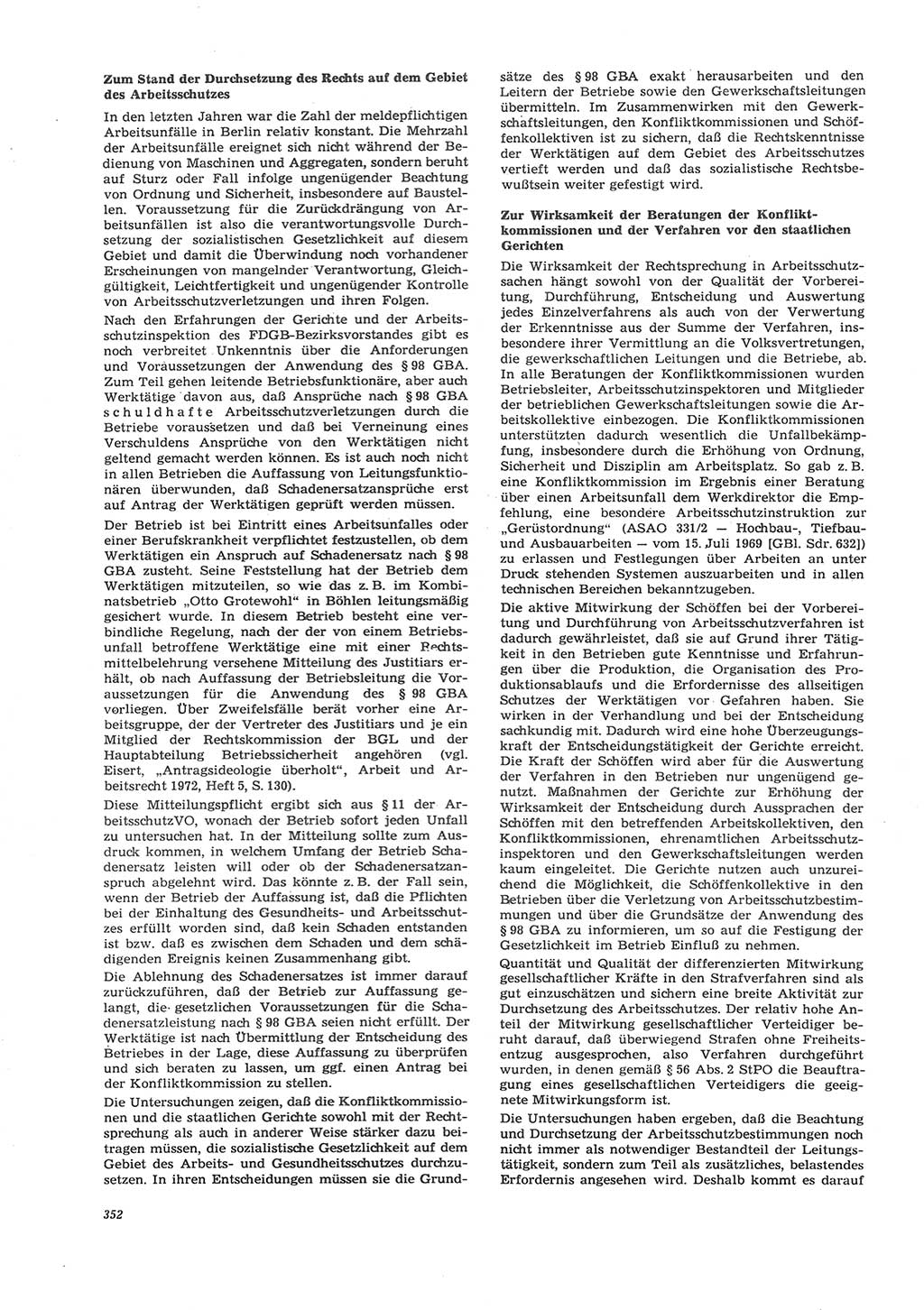 Neue Justiz (NJ), Zeitschrift für Recht und Rechtswissenschaft [Deutsche Demokratische Republik (DDR)], 26. Jahrgang 1972, Seite 352 (NJ DDR 1972, S. 352)