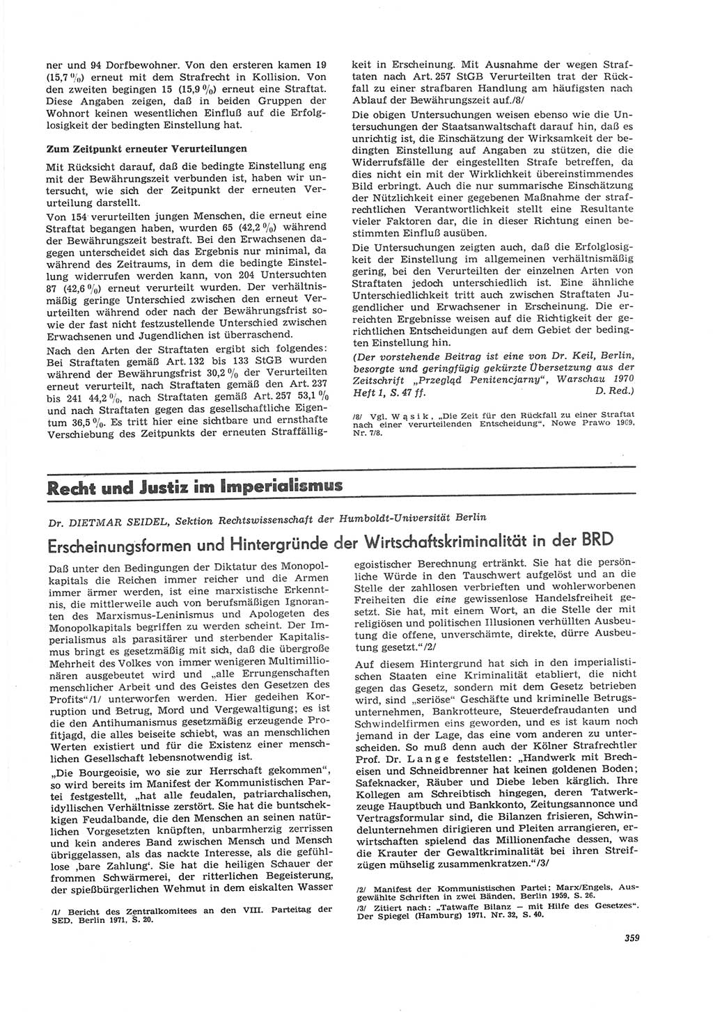 Neue Justiz (NJ), Zeitschrift für Recht und Rechtswissenschaft [Deutsche Demokratische Republik (DDR)], 26. Jahrgang 1972, Seite 359 (NJ DDR 1972, S. 359)