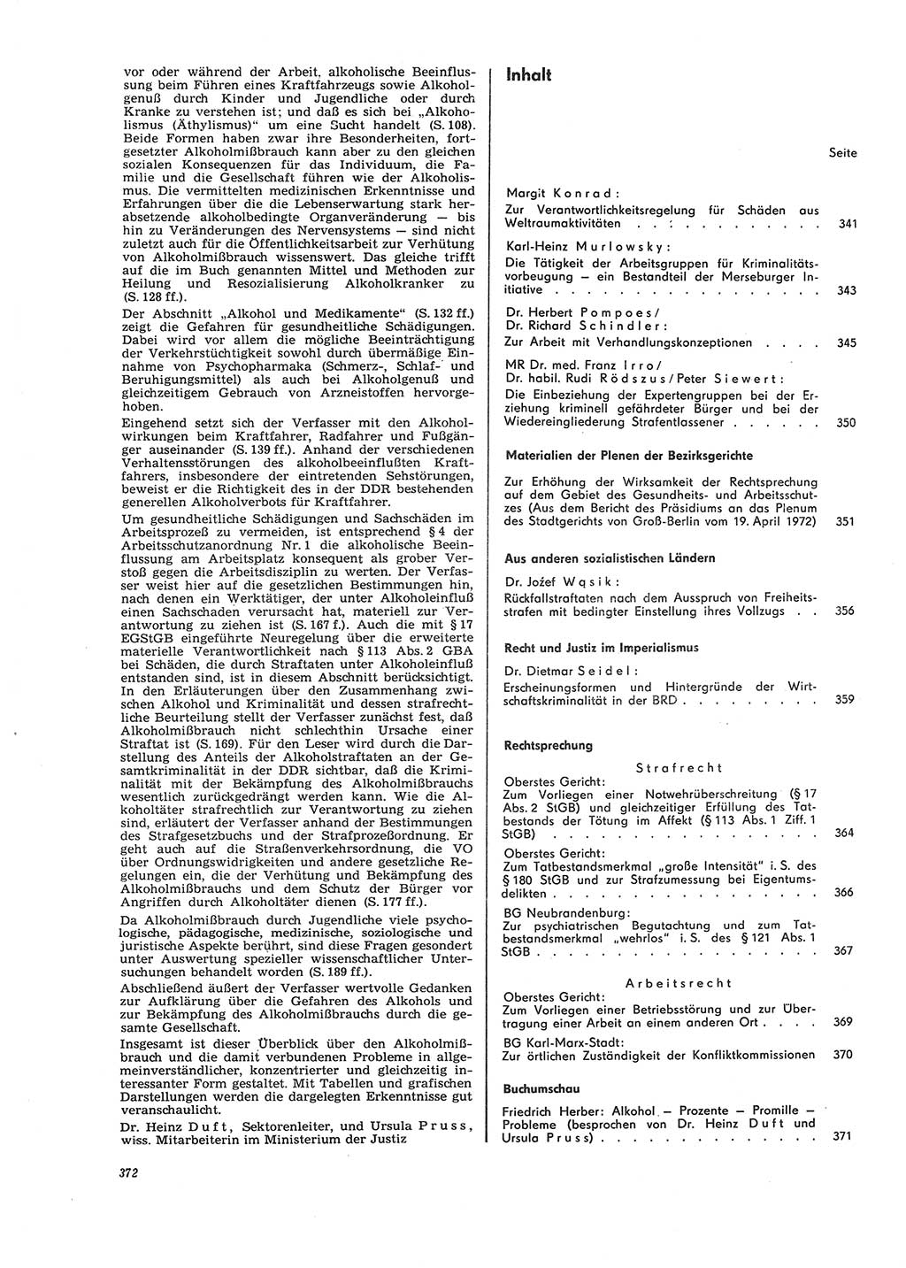 Neue Justiz (NJ), Zeitschrift für Recht und Rechtswissenschaft [Deutsche Demokratische Republik (DDR)], 26. Jahrgang 1972, Seite 372 (NJ DDR 1972, S. 372)