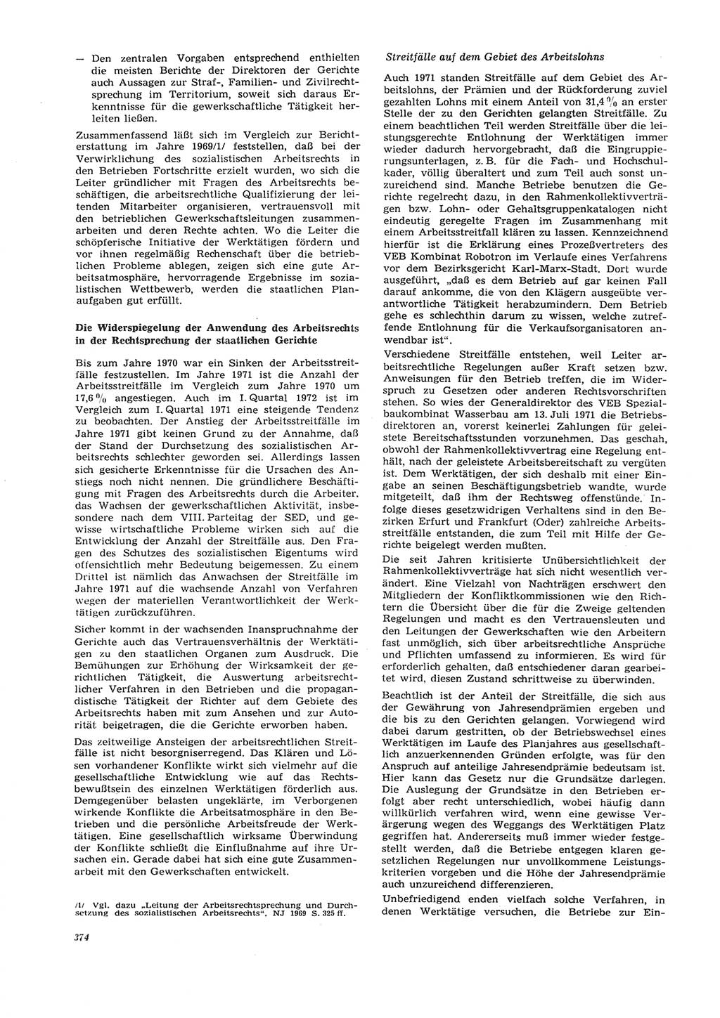 Neue Justiz (NJ), Zeitschrift für Recht und Rechtswissenschaft [Deutsche Demokratische Republik (DDR)], 26. Jahrgang 1972, Seite 374 (NJ DDR 1972, S. 374)