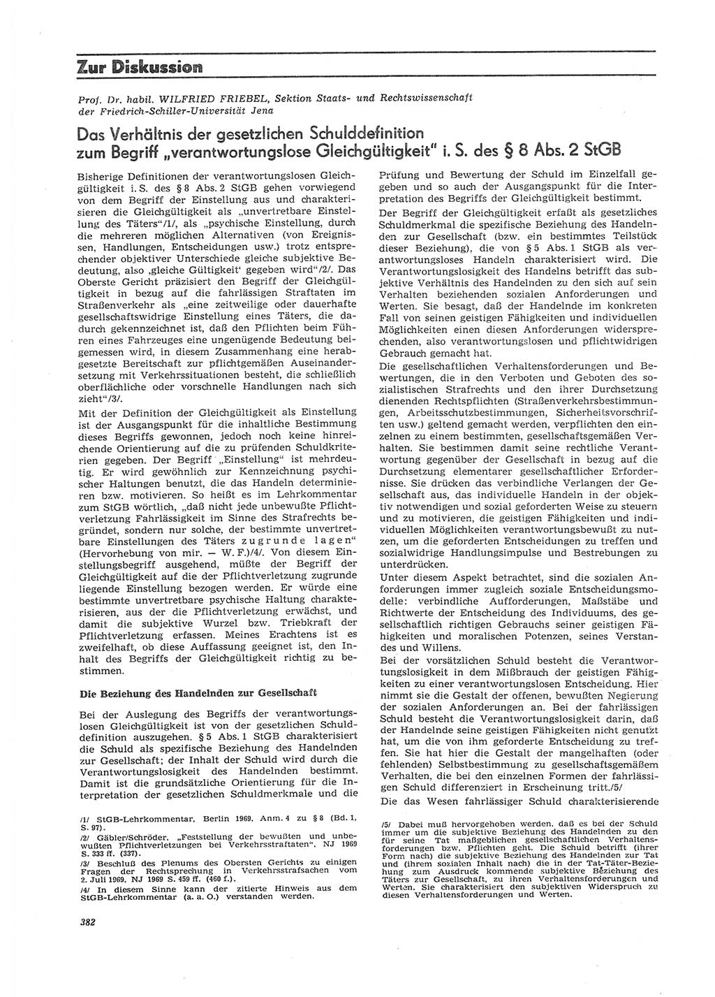 Neue Justiz (NJ), Zeitschrift für Recht und Rechtswissenschaft [Deutsche Demokratische Republik (DDR)], 26. Jahrgang 1972, Seite 382 (NJ DDR 1972, S. 382)