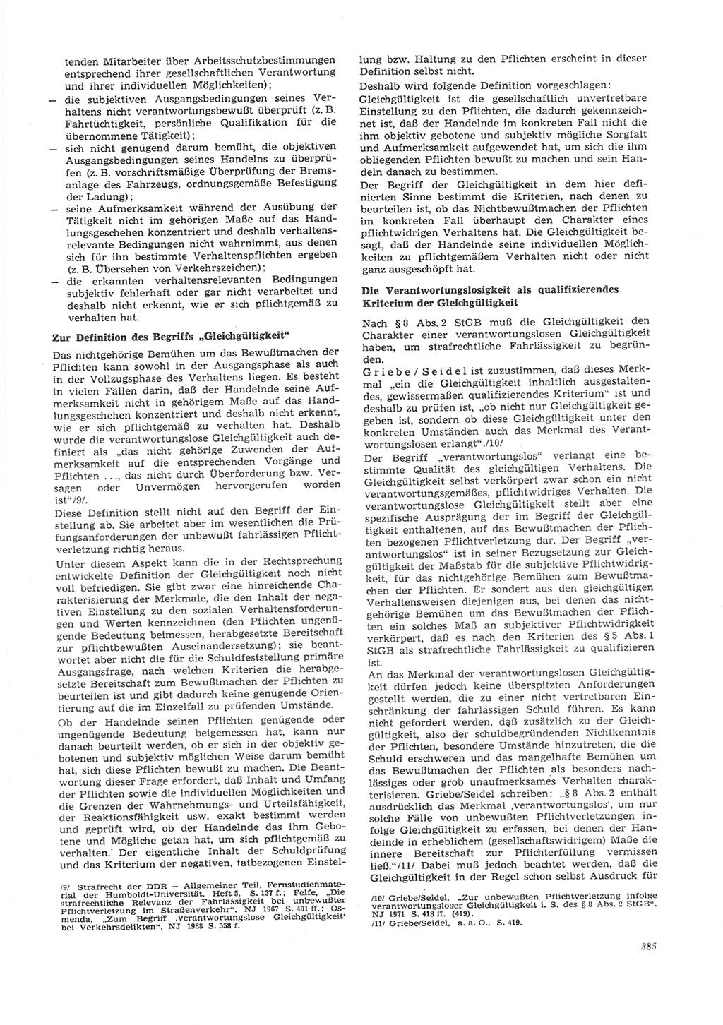 Neue Justiz (NJ), Zeitschrift für Recht und Rechtswissenschaft [Deutsche Demokratische Republik (DDR)], 26. Jahrgang 1972, Seite 385 (NJ DDR 1972, S. 385)