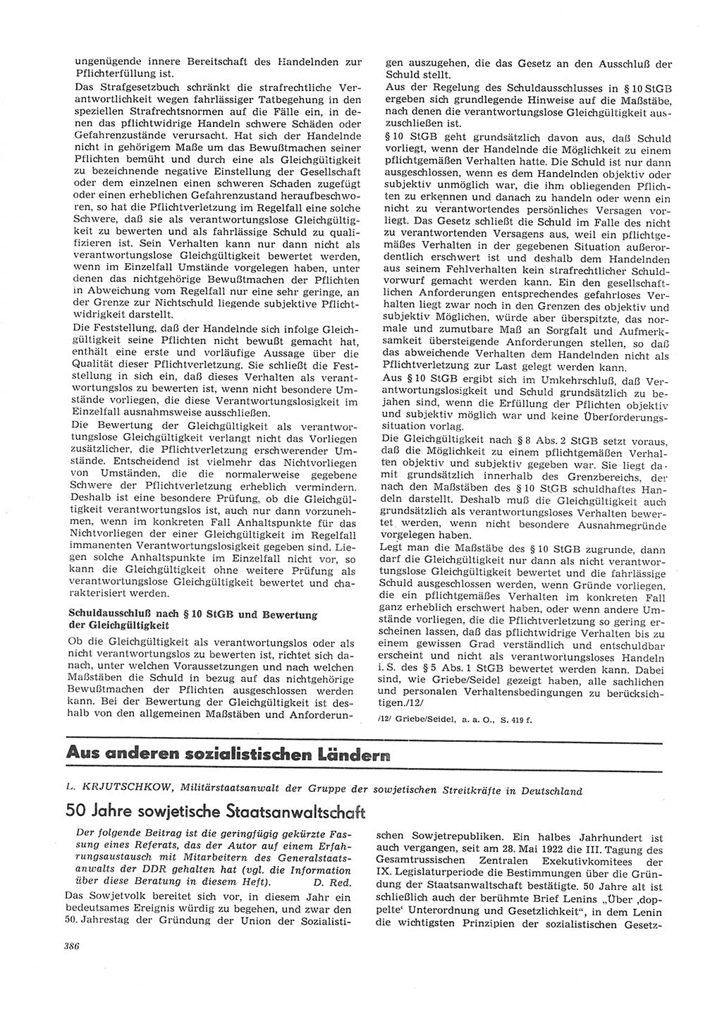 Neue Justiz (NJ), Zeitschrift für Recht und Rechtswissenschaft [Deutsche Demokratische Republik (DDR)], 26. Jahrgang 1972, Seite 386 (NJ DDR 1972, S. 386)