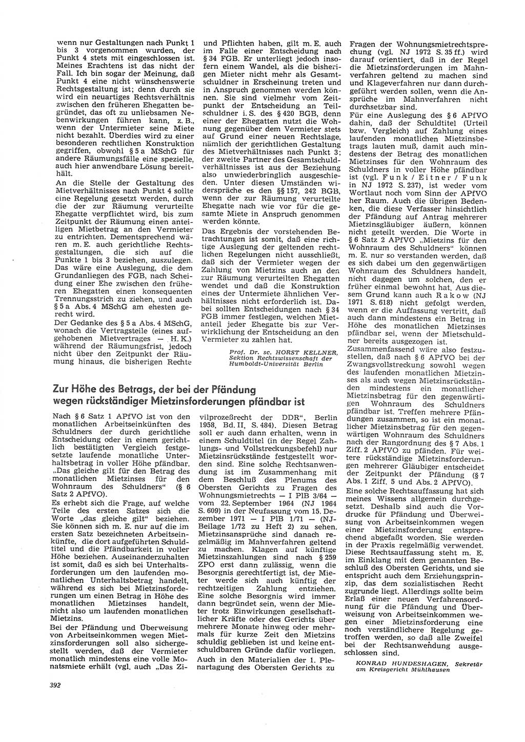 Neue Justiz (NJ), Zeitschrift für Recht und Rechtswissenschaft [Deutsche Demokratische Republik (DDR)], 26. Jahrgang 1972, Seite 392 (NJ DDR 1972, S. 392)