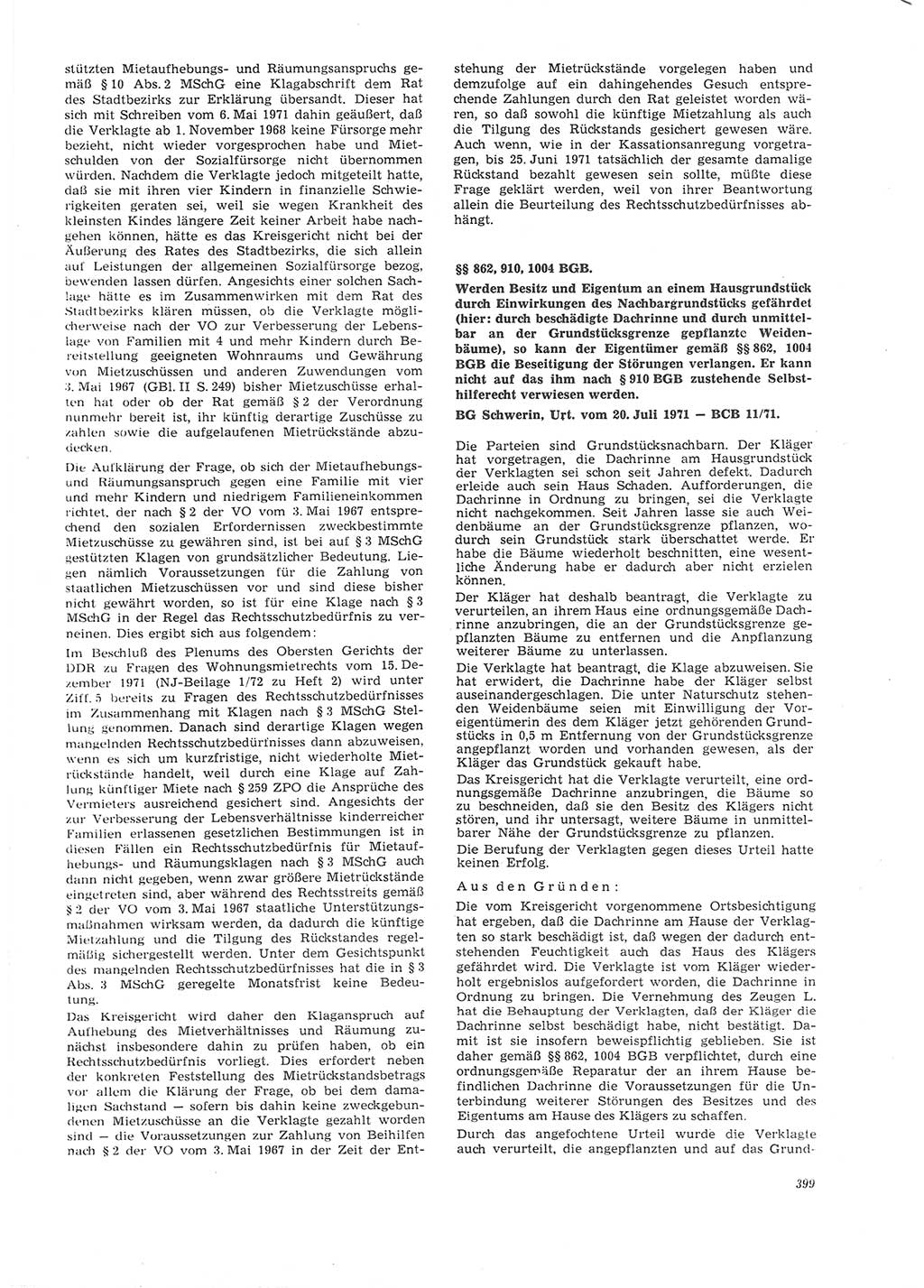 Neue Justiz (NJ), Zeitschrift für Recht und Rechtswissenschaft [Deutsche Demokratische Republik (DDR)], 26. Jahrgang 1972, Seite 399 (NJ DDR 1972, S. 399)