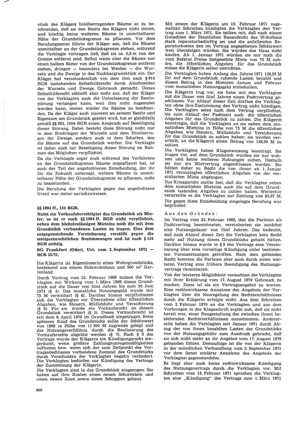 Neue Justiz (NJ), Zeitschrift für Recht und Rechtswissenschaft [Deutsche Demokratische Republik (DDR)], 26. Jahrgang 1972, Seite 400 (NJ DDR 1972, S. 400)