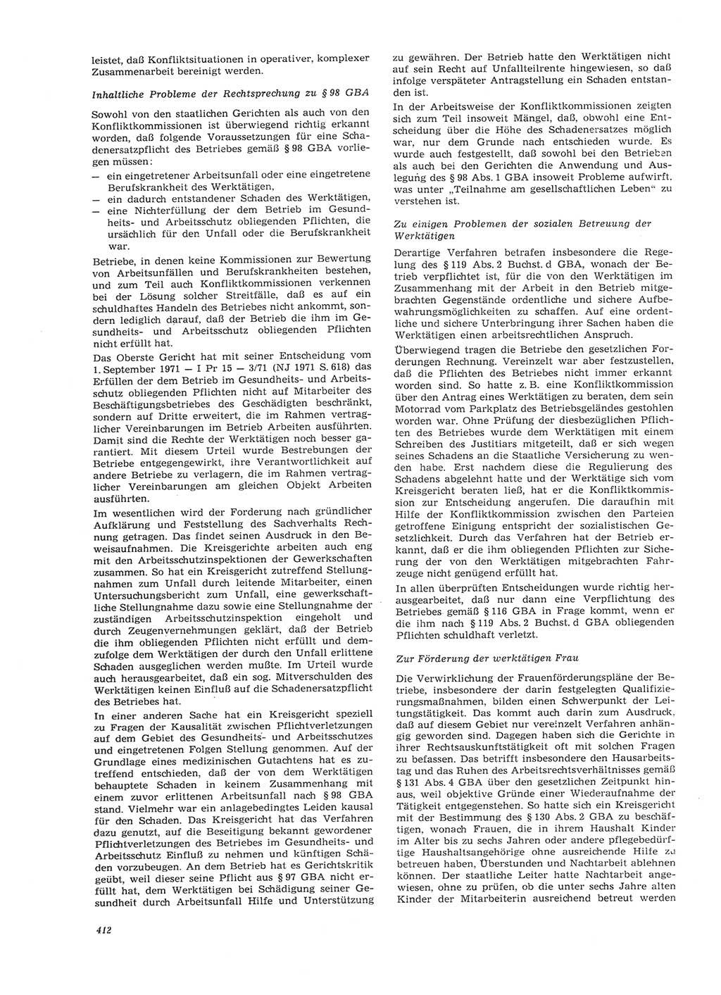 Neue Justiz (NJ), Zeitschrift für Recht und Rechtswissenschaft [Deutsche Demokratische Republik (DDR)], 26. Jahrgang 1972, Seite 412 (NJ DDR 1972, S. 412)