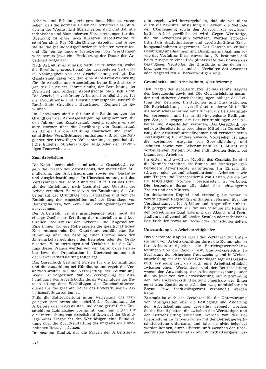 Neue Justiz (NJ), Zeitschrift für Recht und Rechtswissenschaft [Deutsche Demokratische Republik (DDR)], 26. Jahrgang 1972, Seite 418 (NJ DDR 1972, S. 418)