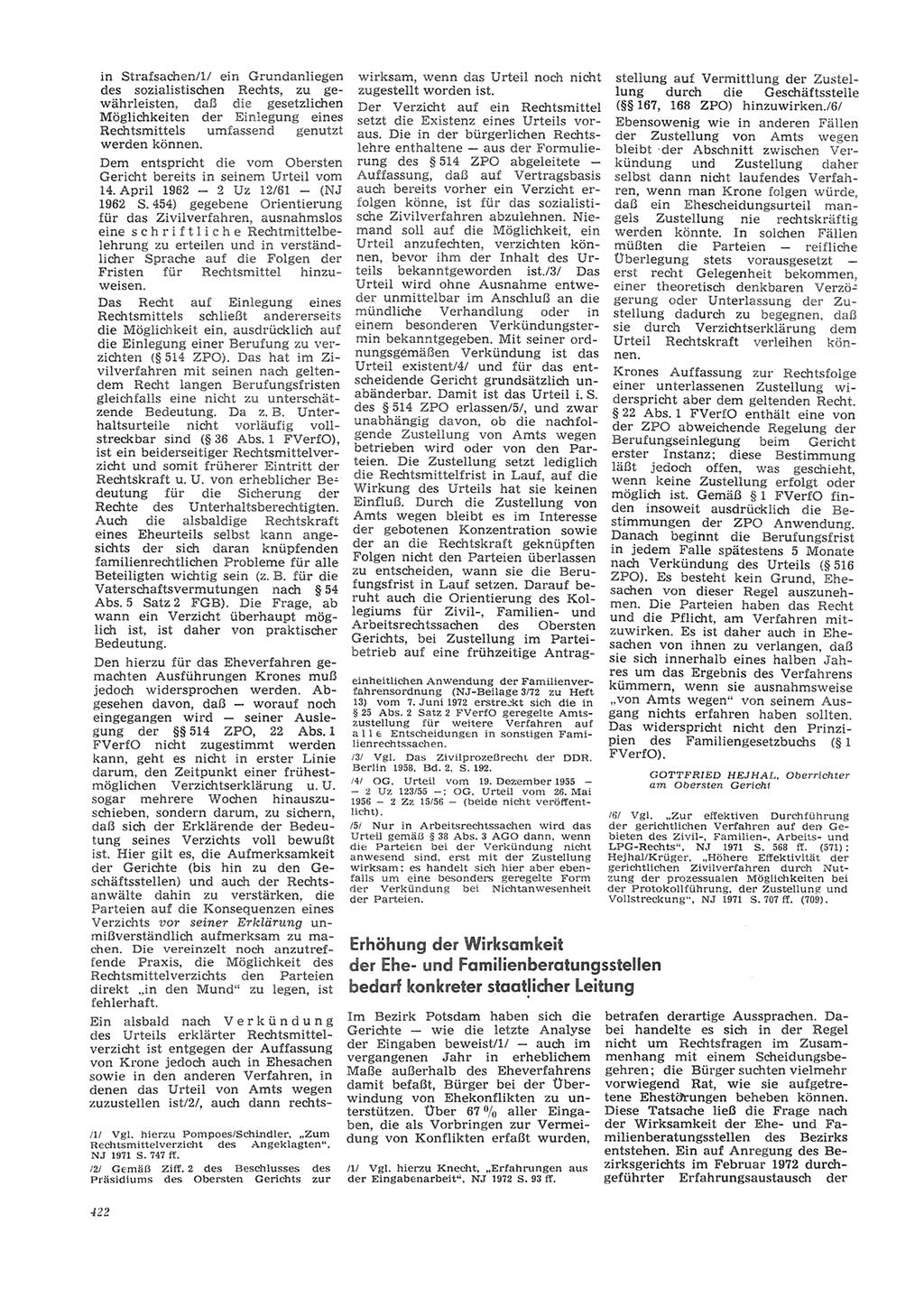 Neue Justiz (NJ), Zeitschrift für Recht und Rechtswissenschaft [Deutsche Demokratische Republik (DDR)], 26. Jahrgang 1972, Seite 422 (NJ DDR 1972, S. 422)