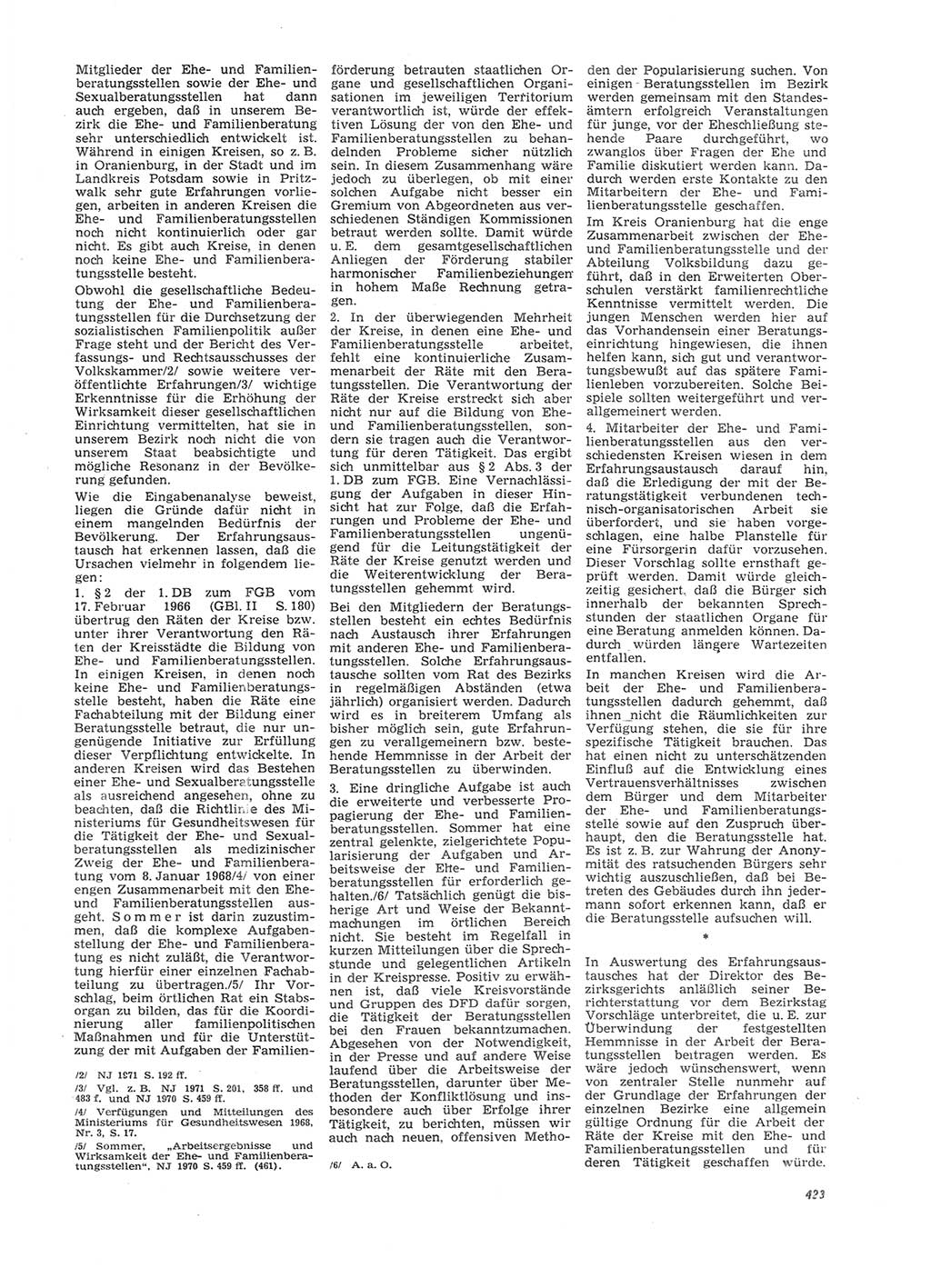 Neue Justiz (NJ), Zeitschrift für Recht und Rechtswissenschaft [Deutsche Demokratische Republik (DDR)], 26. Jahrgang 1972, Seite 423 (NJ DDR 1972, S. 423)
