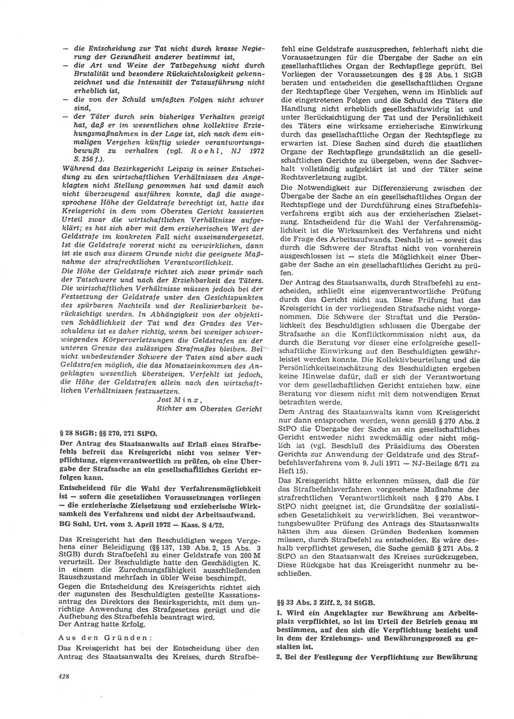 Neue Justiz (NJ), Zeitschrift für Recht und Rechtswissenschaft [Deutsche Demokratische Republik (DDR)], 26. Jahrgang 1972, Seite 428 (NJ DDR 1972, S. 428)