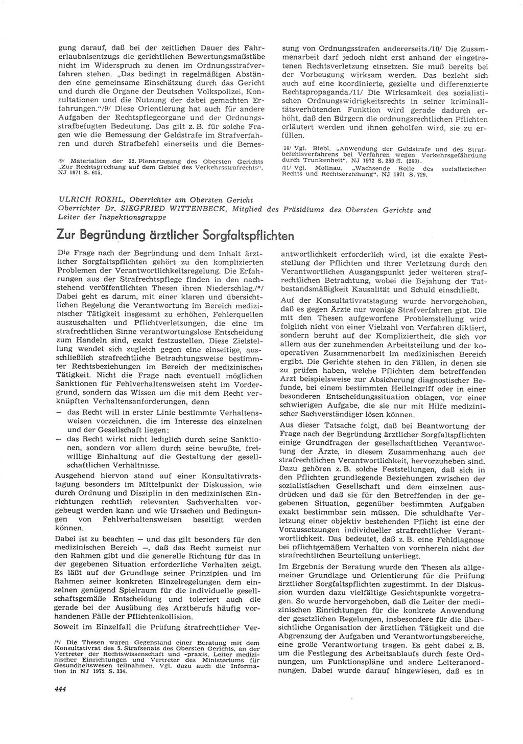Neue Justiz (NJ), Zeitschrift für Recht und Rechtswissenschaft [Deutsche Demokratische Republik (DDR)], 26. Jahrgang 1972, Seite 444 (NJ DDR 1972, S. 444)