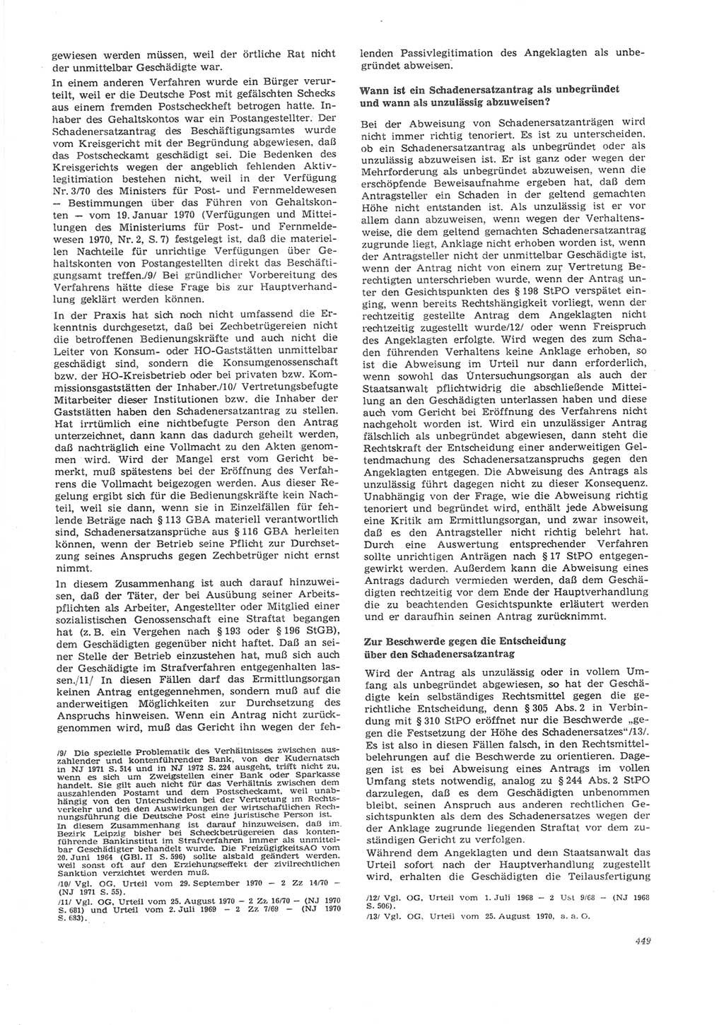 Neue Justiz (NJ), Zeitschrift für Recht und Rechtswissenschaft [Deutsche Demokratische Republik (DDR)], 26. Jahrgang 1972, Seite 449 (NJ DDR 1972, S. 449)