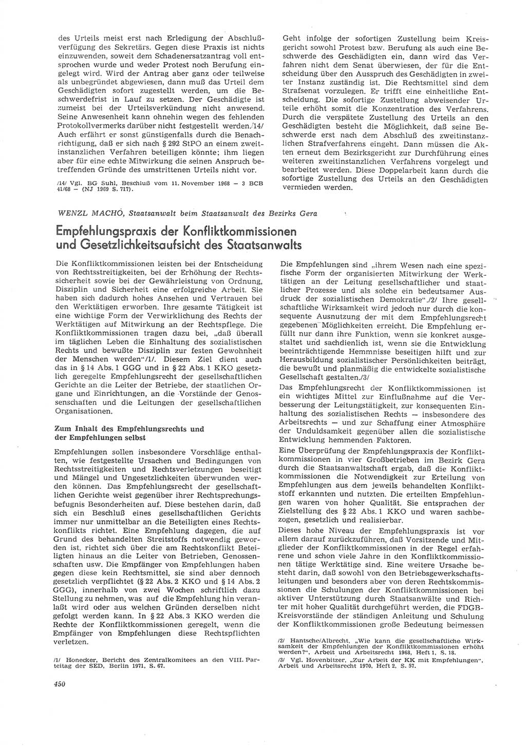 Neue Justiz (NJ), Zeitschrift für Recht und Rechtswissenschaft [Deutsche Demokratische Republik (DDR)], 26. Jahrgang 1972, Seite 450 (NJ DDR 1972, S. 450)