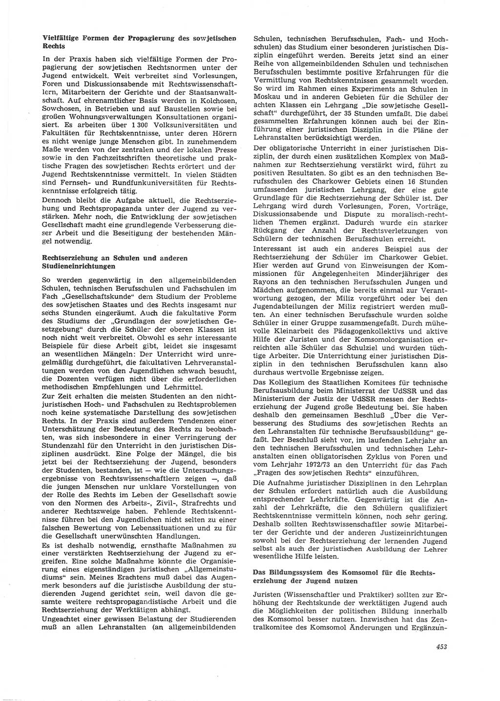 Neue Justiz (NJ), Zeitschrift für Recht und Rechtswissenschaft [Deutsche Demokratische Republik (DDR)], 26. Jahrgang 1972, Seite 453 (NJ DDR 1972, S. 453)