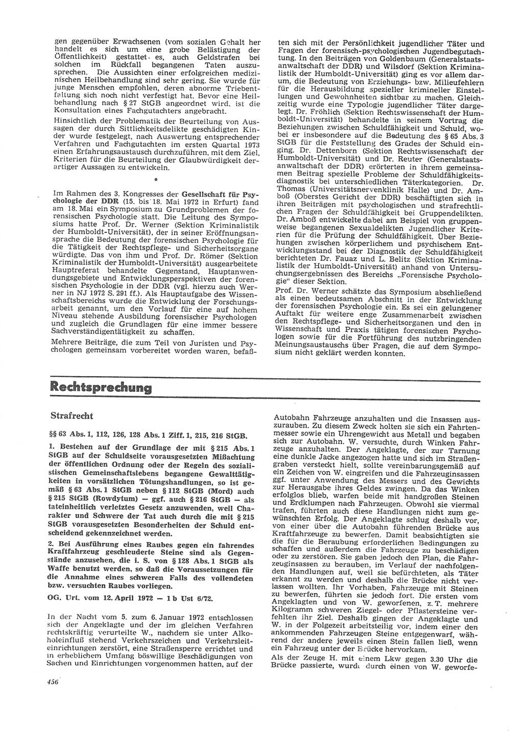 Neue Justiz (NJ), Zeitschrift für Recht und Rechtswissenschaft [Deutsche Demokratische Republik (DDR)], 26. Jahrgang 1972, Seite 456 (NJ DDR 1972, S. 456)