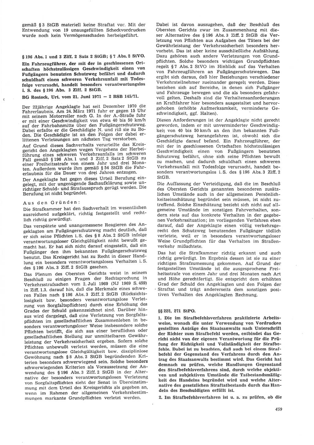 Neue Justiz (NJ), Zeitschrift für Recht und Rechtswissenschaft [Deutsche Demokratische Republik (DDR)], 26. Jahrgang 1972, Seite 459 (NJ DDR 1972, S. 459)