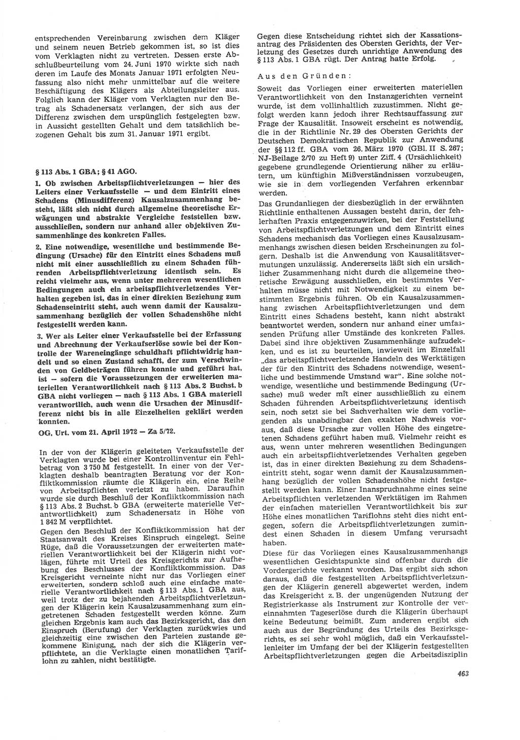 Neue Justiz (NJ), Zeitschrift für Recht und Rechtswissenschaft [Deutsche Demokratische Republik (DDR)], 26. Jahrgang 1972, Seite 463 (NJ DDR 1972, S. 463)