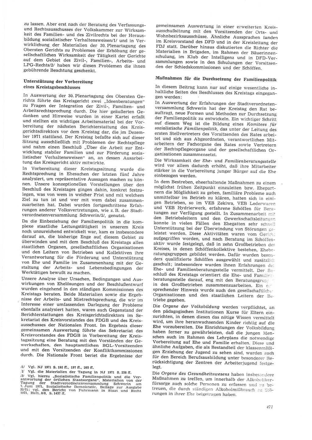 Neue Justiz (NJ), Zeitschrift für Recht und Rechtswissenschaft [Deutsche Demokratische Republik (DDR)], 26. Jahrgang 1972, Seite 477 (NJ DDR 1972, S. 477)