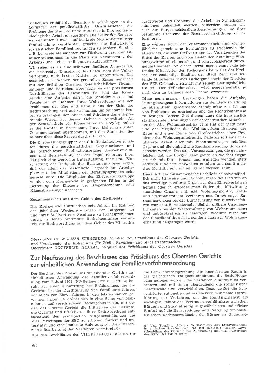 Neue Justiz (NJ), Zeitschrift für Recht und Rechtswissenschaft [Deutsche Demokratische Republik (DDR)], 26. Jahrgang 1972, Seite 478 (NJ DDR 1972, S. 478)