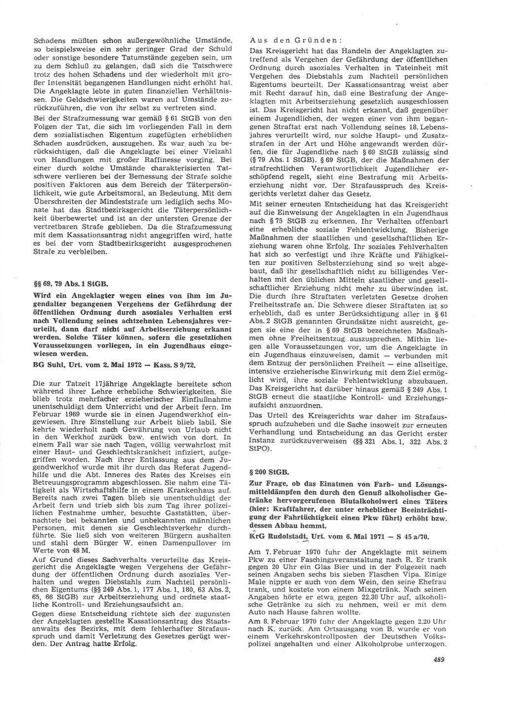 Neue Justiz (NJ), Zeitschrift für Recht und Rechtswissenschaft [Deutsche Demokratische Republik (DDR)], 26. Jahrgang 1972, Seite 489 (NJ DDR 1972, S. 489)