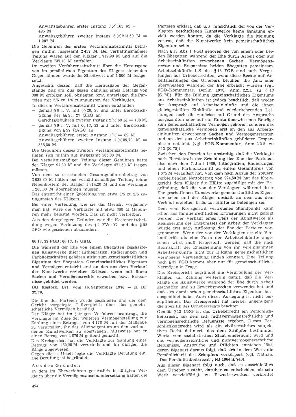 Neue Justiz (NJ), Zeitschrift für Recht und Rechtswissenschaft [Deutsche Demokratische Republik (DDR)], 26. Jahrgang 1972, Seite 494 (NJ DDR 1972, S. 494)