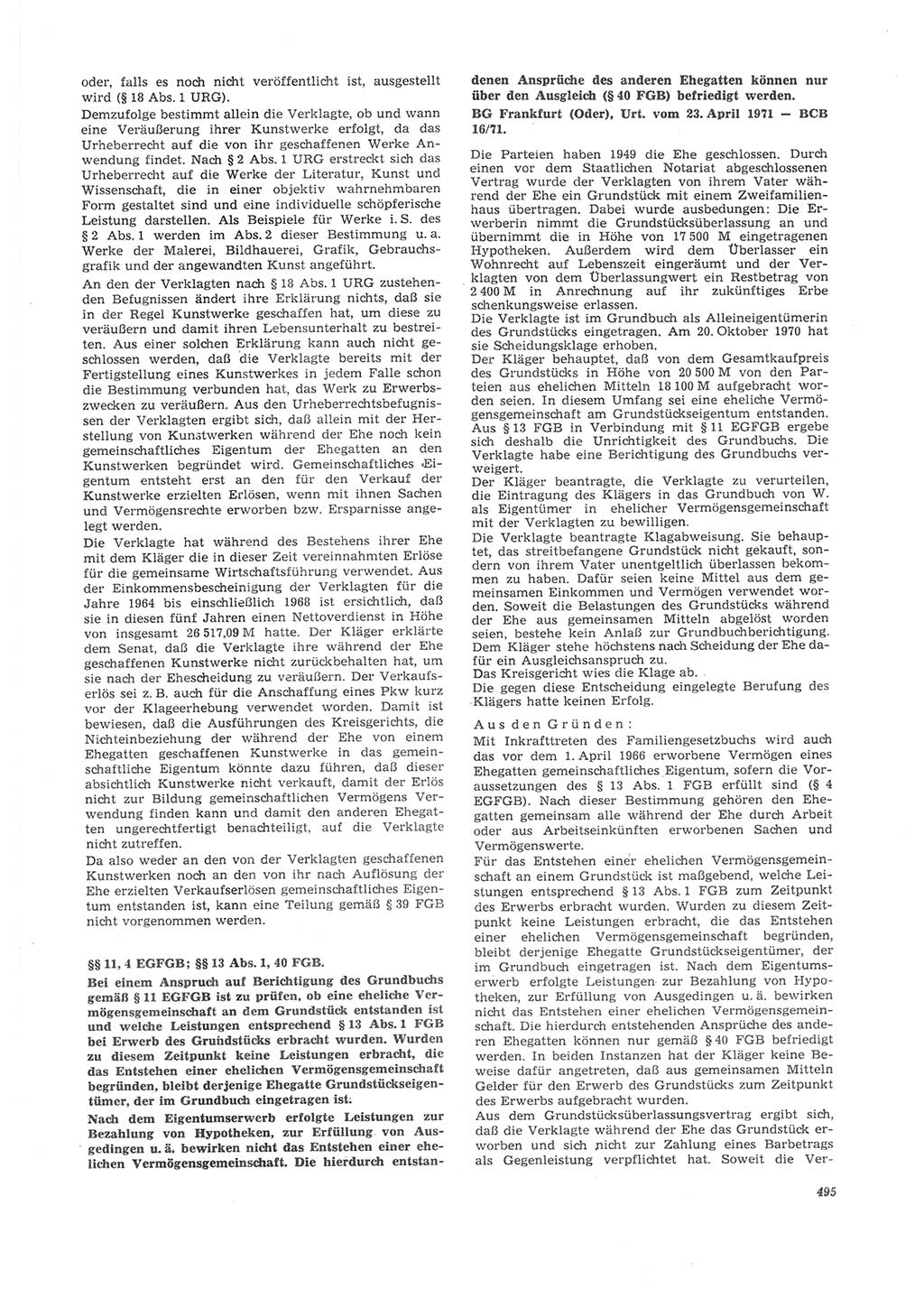 Neue Justiz (NJ), Zeitschrift für Recht und Rechtswissenschaft [Deutsche Demokratische Republik (DDR)], 26. Jahrgang 1972, Seite 495 (NJ DDR 1972, S. 495)