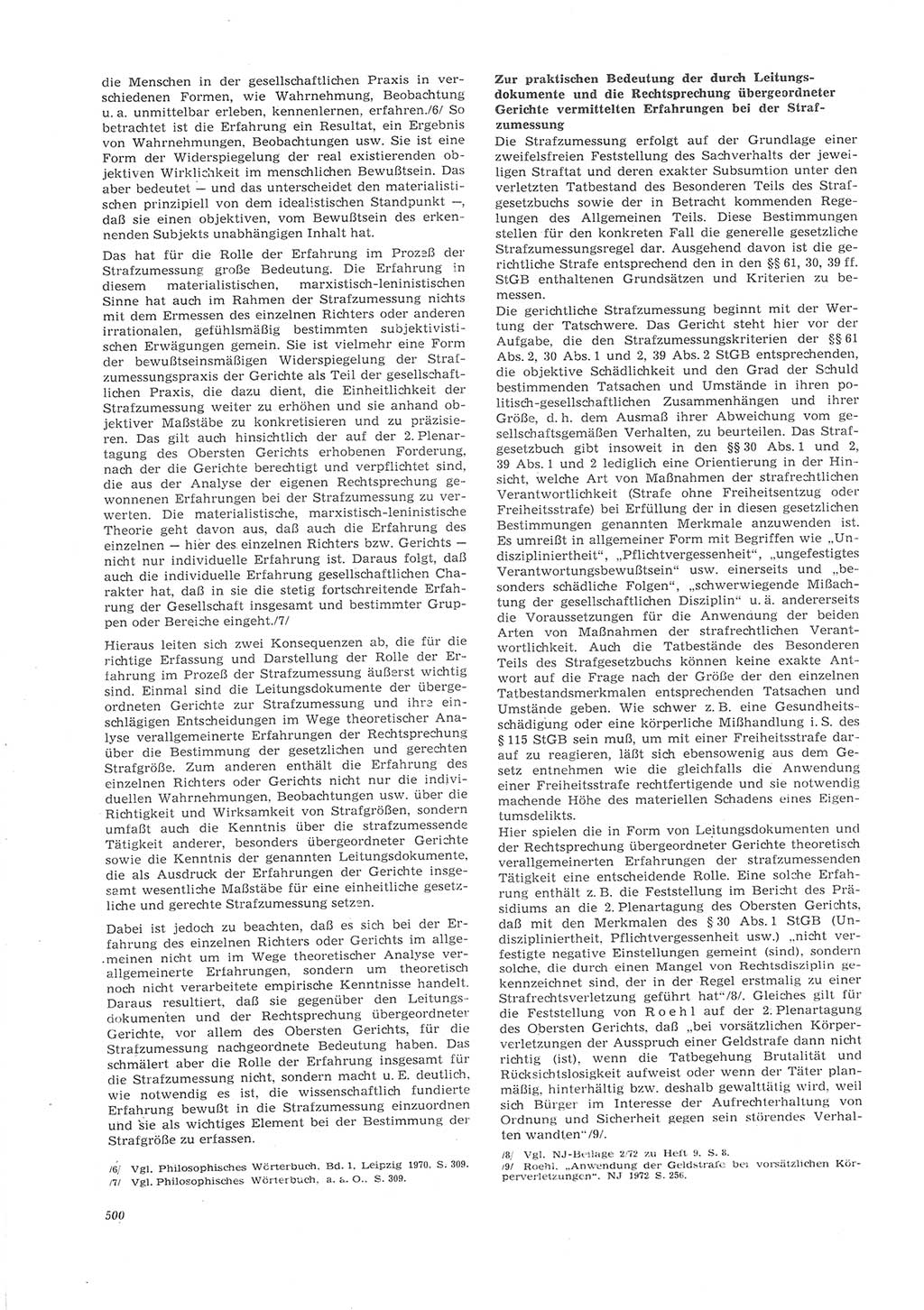 Neue Justiz (NJ), Zeitschrift für Recht und Rechtswissenschaft [Deutsche Demokratische Republik (DDR)], 26. Jahrgang 1972, Seite 500 (NJ DDR 1972, S. 500)