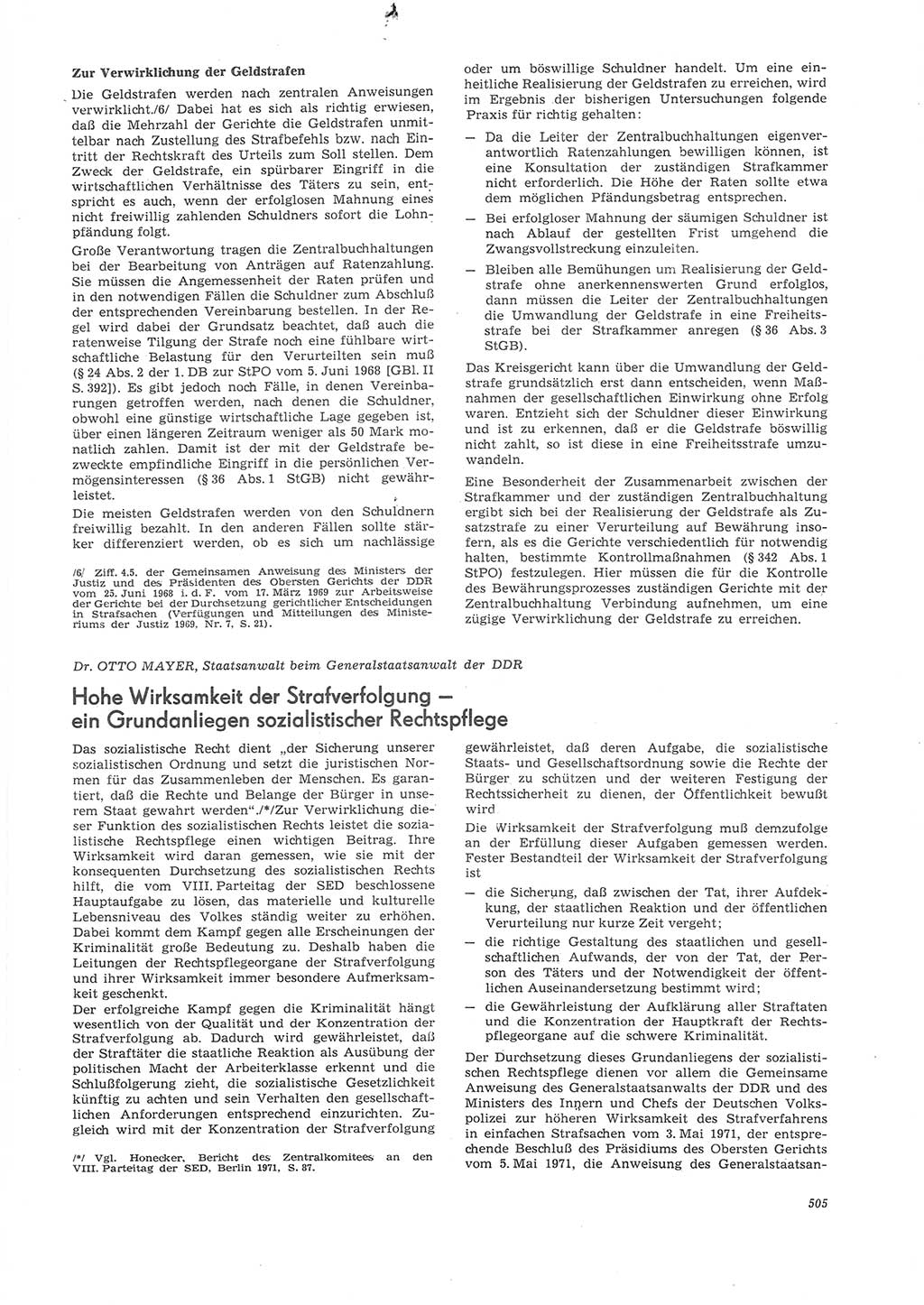 Neue Justiz (NJ), Zeitschrift für Recht und Rechtswissenschaft [Deutsche Demokratische Republik (DDR)], 26. Jahrgang 1972, Seite 505 (NJ DDR 1972, S. 505)