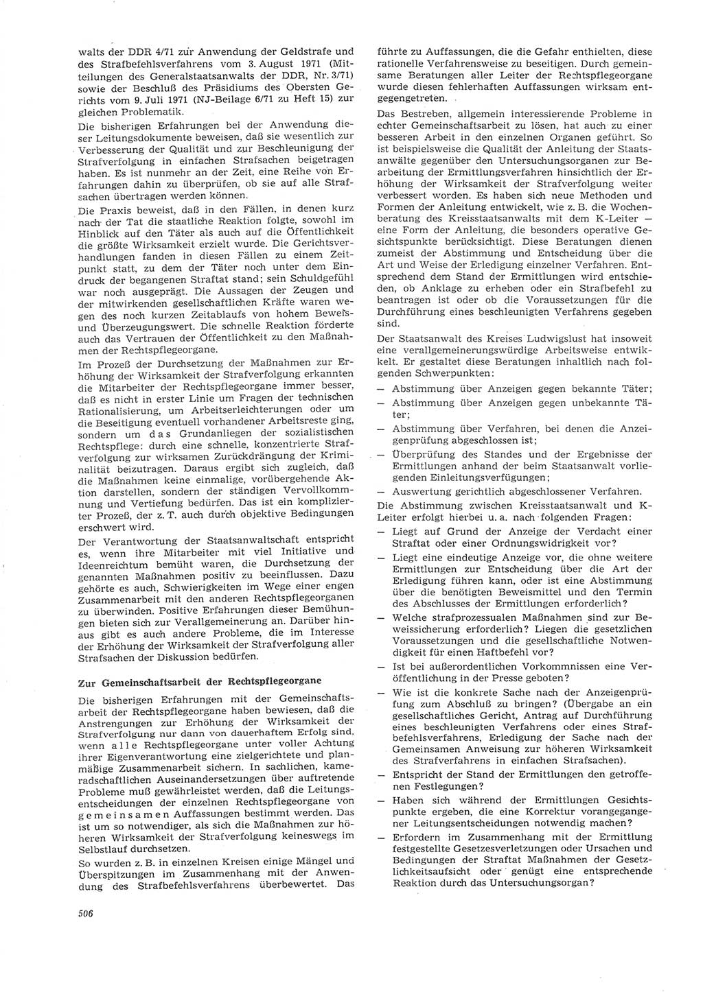 Neue Justiz (NJ), Zeitschrift für Recht und Rechtswissenschaft [Deutsche Demokratische Republik (DDR)], 26. Jahrgang 1972, Seite 506 (NJ DDR 1972, S. 506)