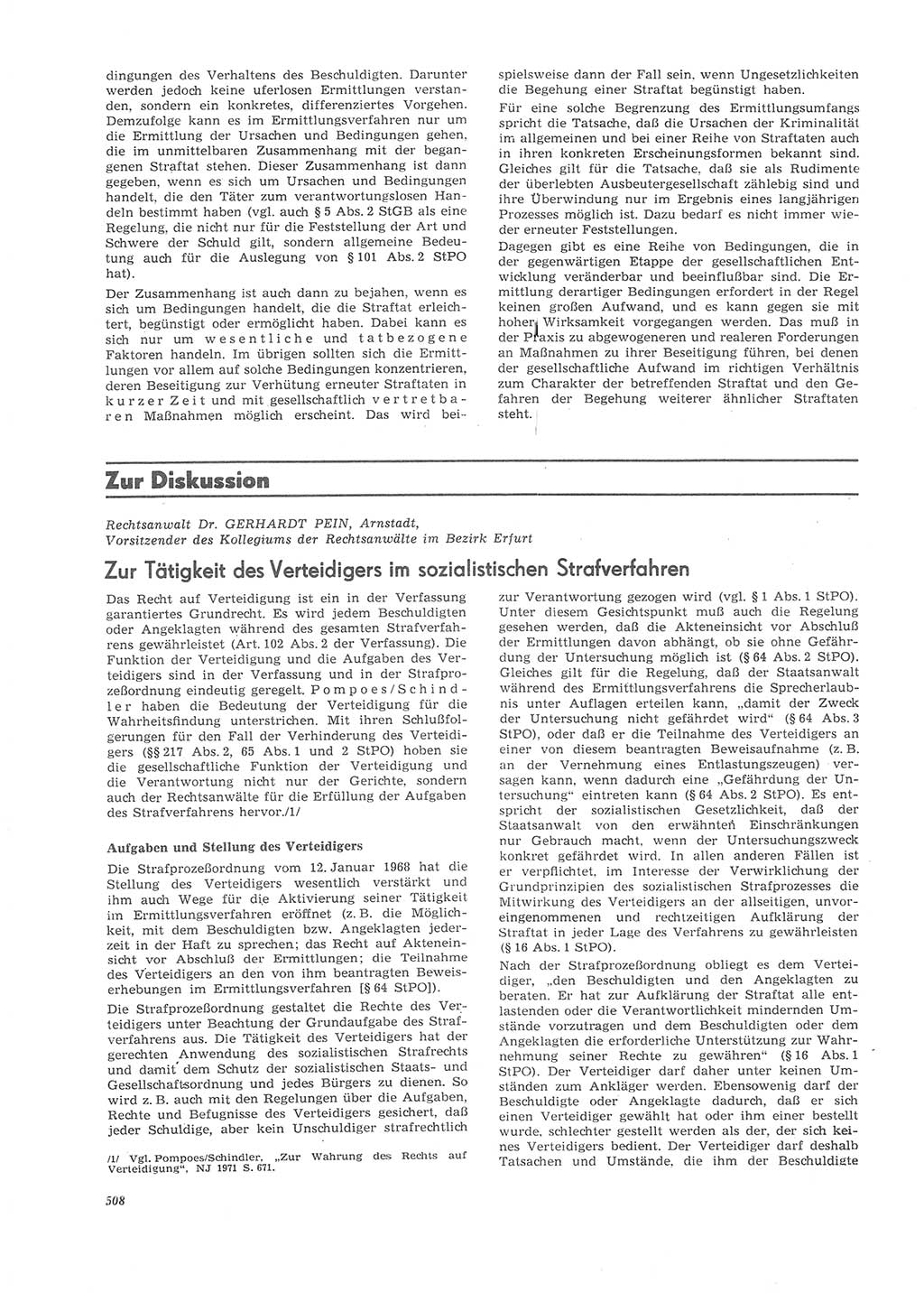 Neue Justiz (NJ), Zeitschrift für Recht und Rechtswissenschaft [Deutsche Demokratische Republik (DDR)], 26. Jahrgang 1972, Seite 508 (NJ DDR 1972, S. 508)