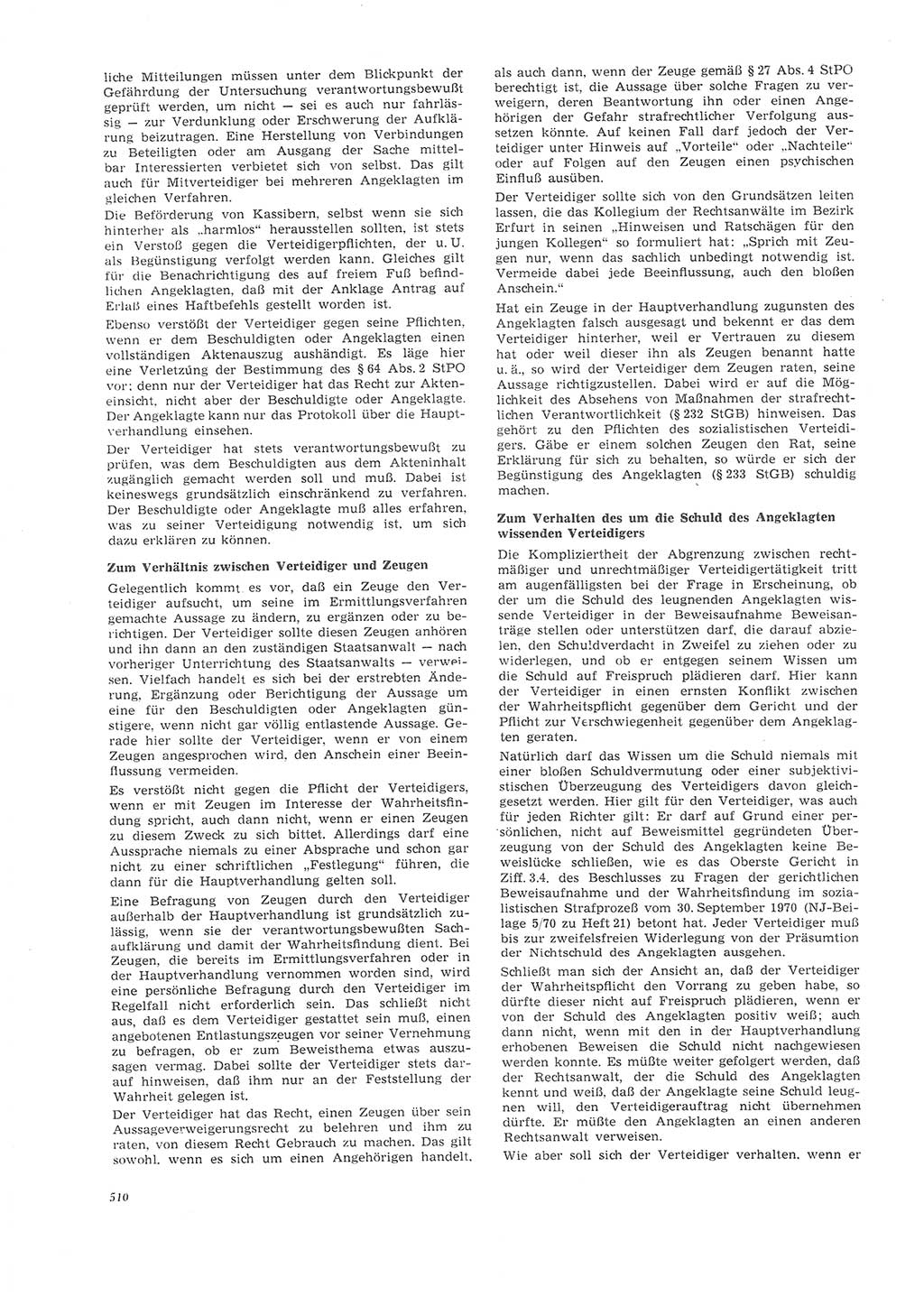 Neue Justiz (NJ), Zeitschrift für Recht und Rechtswissenschaft [Deutsche Demokratische Republik (DDR)], 26. Jahrgang 1972, Seite 510 (NJ DDR 1972, S. 510)