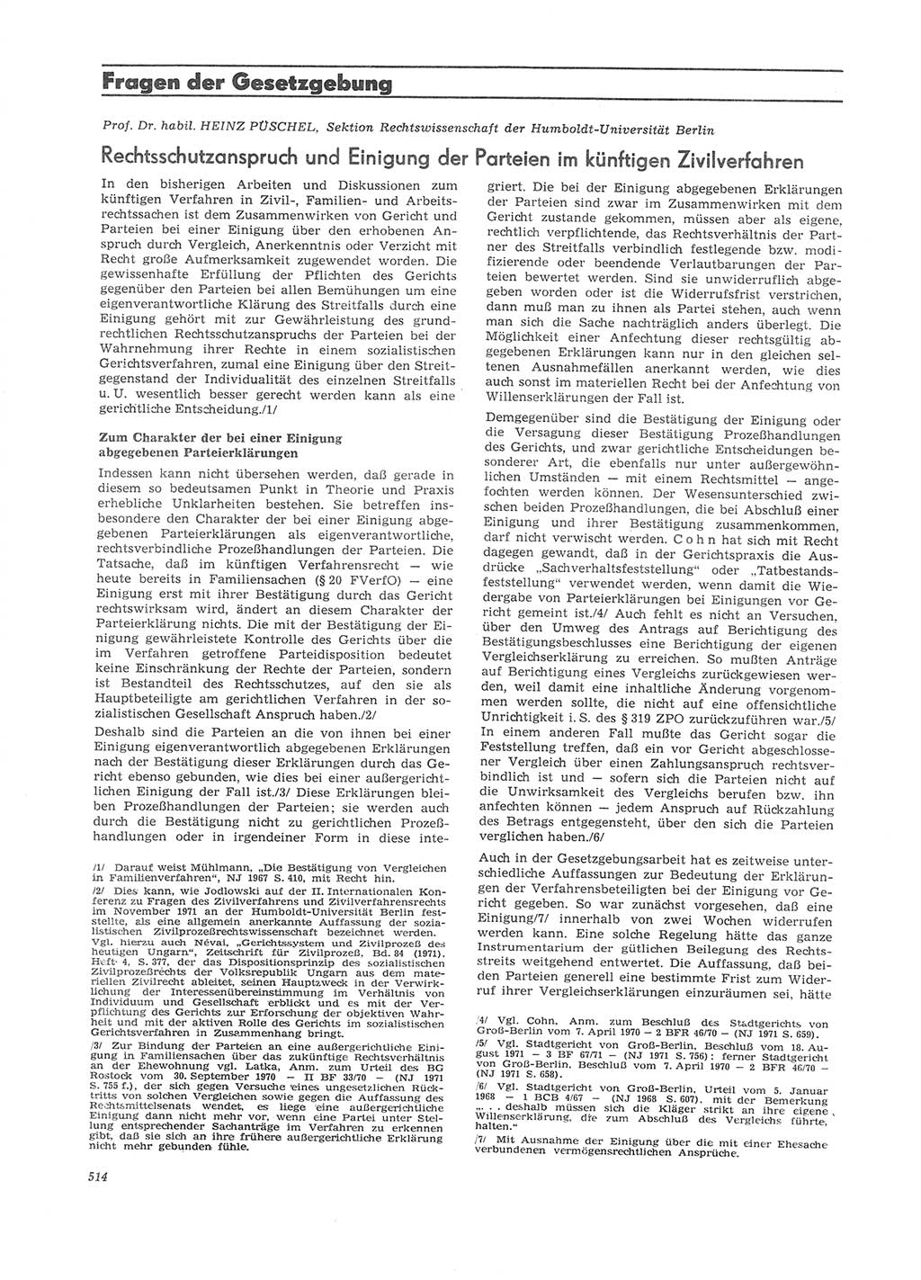 Neue Justiz (NJ), Zeitschrift für Recht und Rechtswissenschaft [Deutsche Demokratische Republik (DDR)], 26. Jahrgang 1972, Seite 514 (NJ DDR 1972, S. 514)